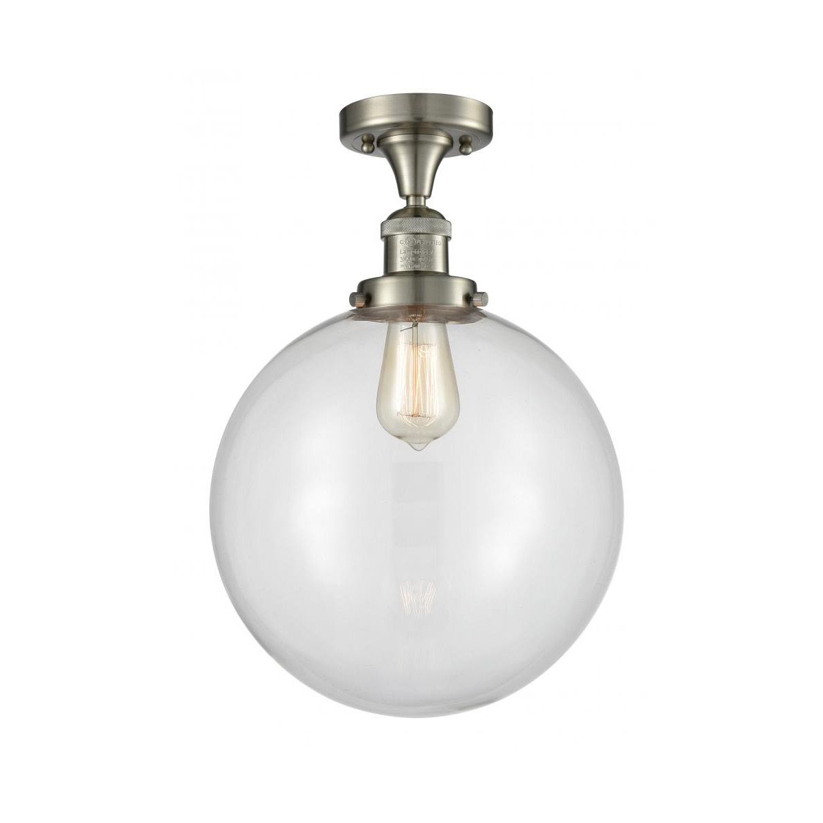 Franklin Restoration XX-Large Beacon 1 Light 12 inch Brushed Satin Nickel Semi-Flush Mount Ceiling Light in Clear Glass, Franklin Restoration