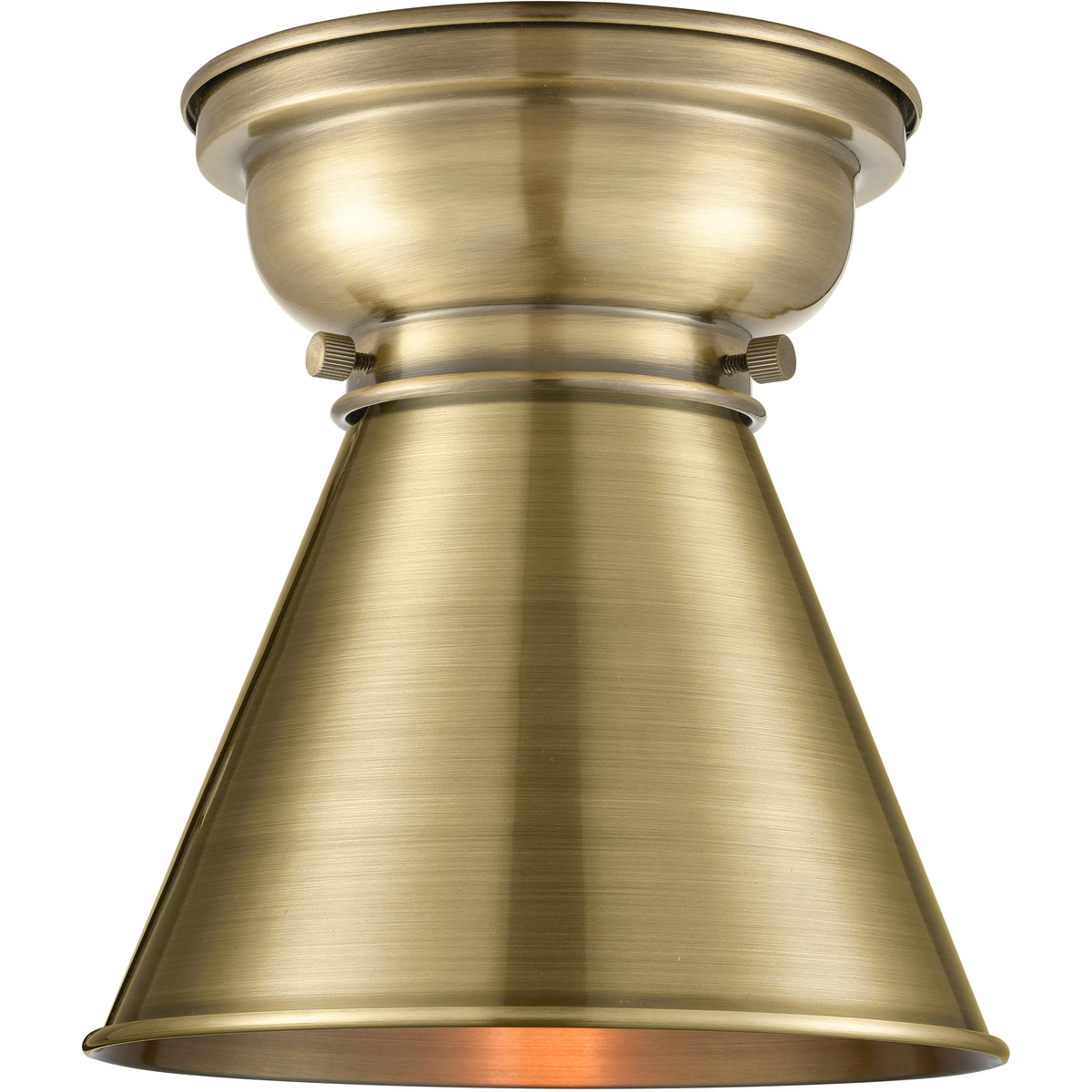 Aditi Appalachian LED 8 inch Antique Brass Flush Mount Ceiling Light, Aditi