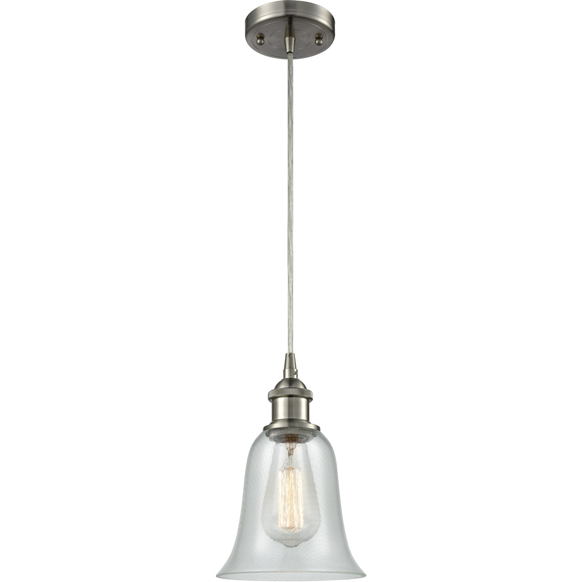 Ballston Hanover LED 6.25 inch Brushed Satin Nickel Mini Pendant Ceiling Light in Fishnet Glass, Silver, Ballston