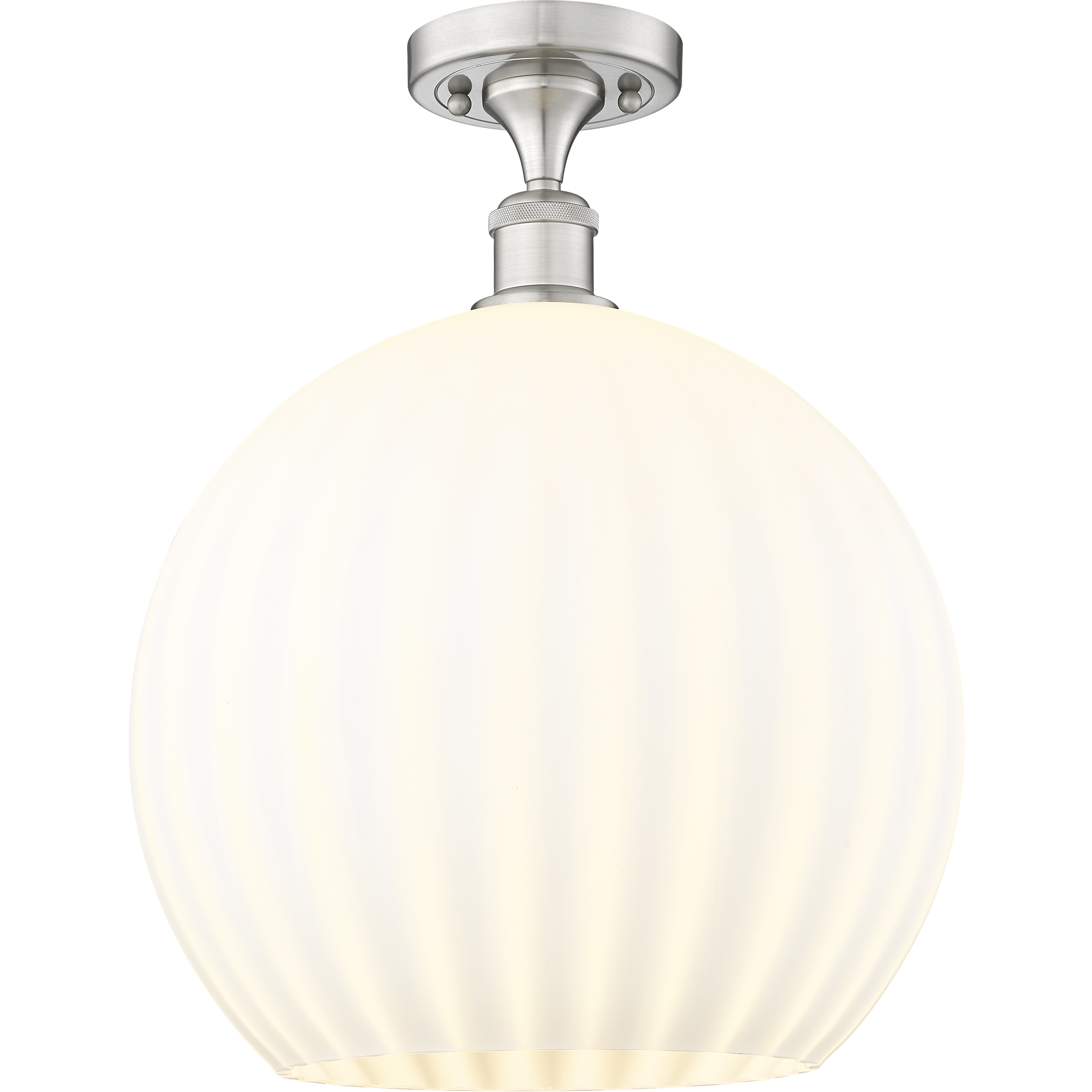 Edison White Venetian 1 Light 13.75 inch Brushed Satin Nickel Semi-Flush Mount Ceiling Light