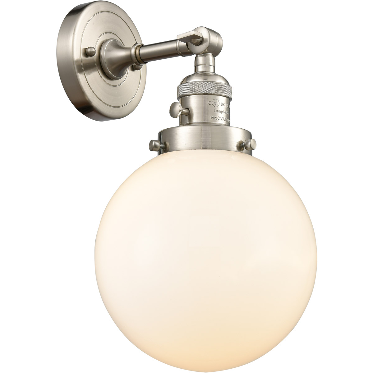 Franklin Restoration Large Beacon LED 8 inch Brushed Satin Nickel Sconce Wall Light, Franklin Restoration