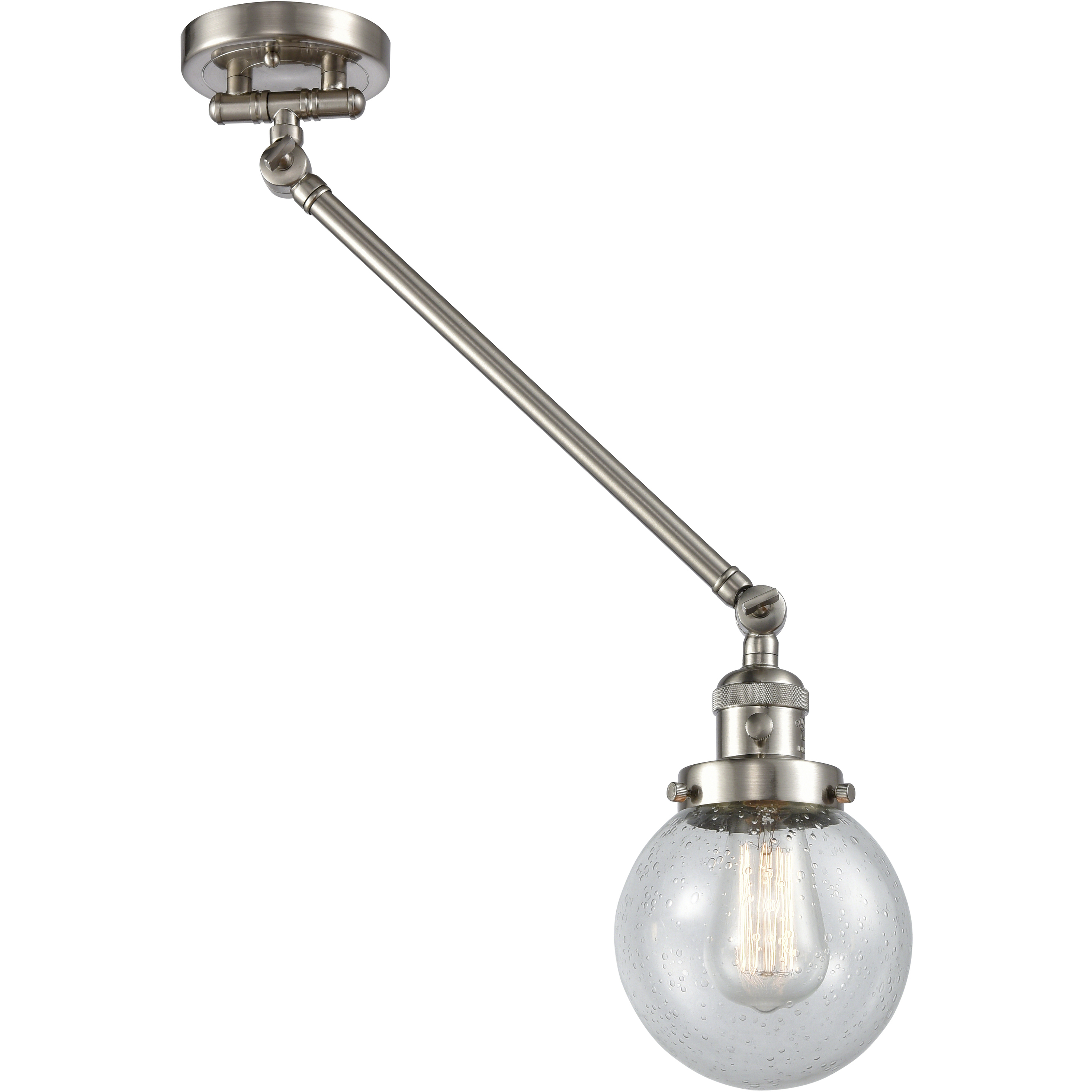 Beacon 21 inch 100 watt Satin Nickel Swing Arm Wall Light in Brushed Satin Nickel, Seedy Glass, Franklin Restoration