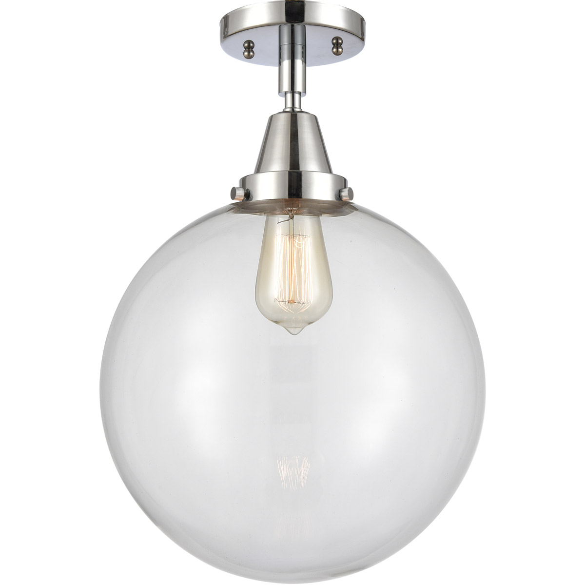 Beacon LED 12 inch Polished Chrome Flush Mount Ceiling Light in Clear Glass