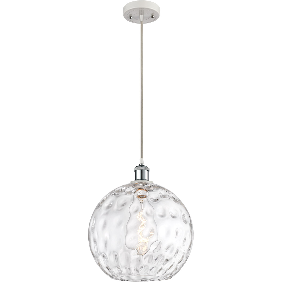 Ballston Athens Water Glass 1 Light 12 inch White and Polished Chrome Mini Pendant Ceiling Light