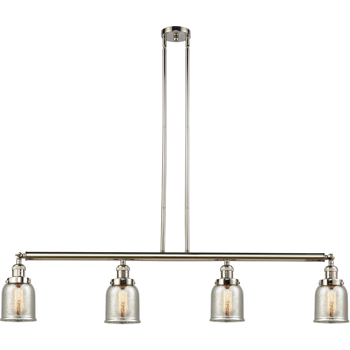 Franklin Restoration Small Bell 4 Light 49.63 inch Polished Nickel Island Light Ceiling Light in Silver Plated Mercury Glass, Franklin Restoration