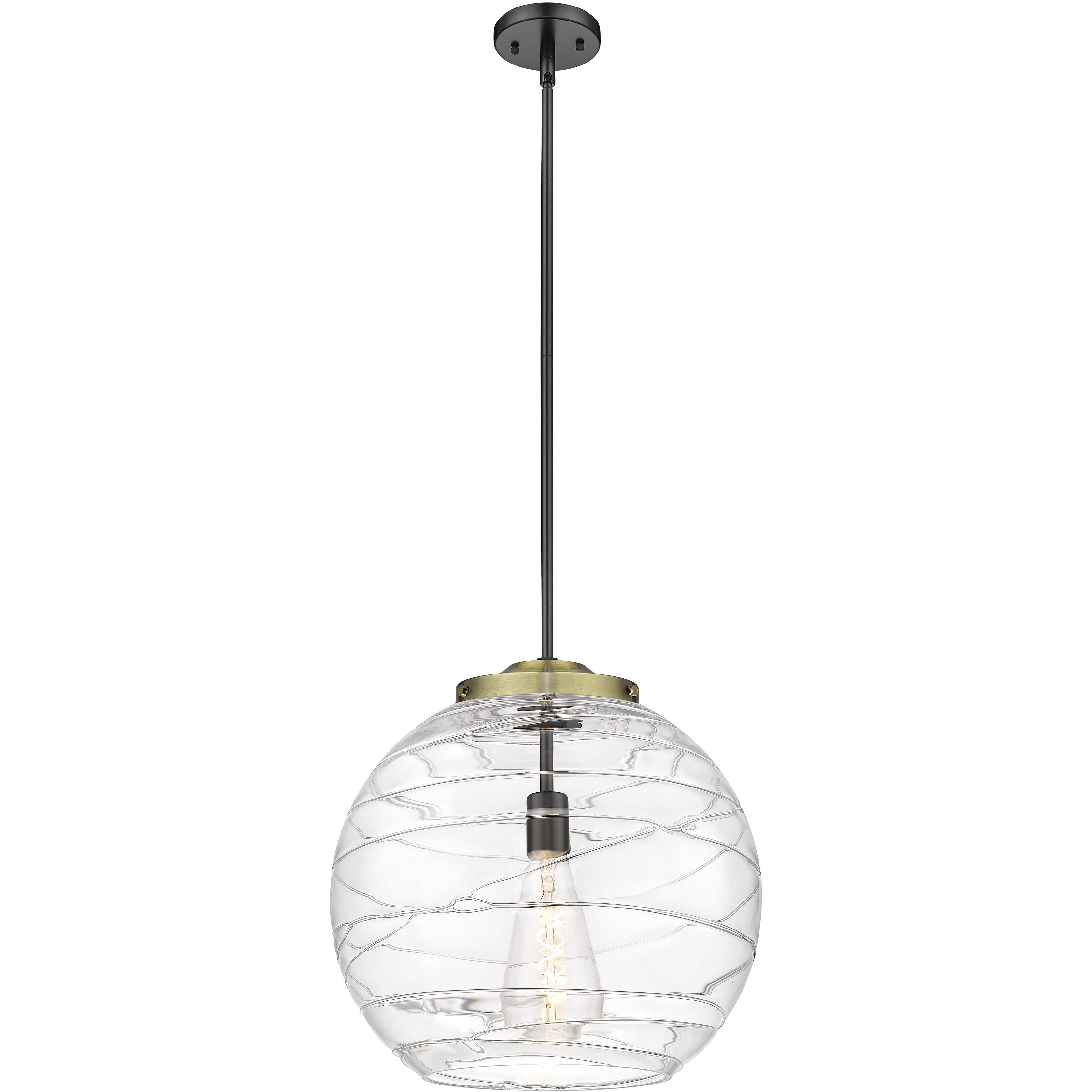 Ballston Athens Deco Swirl LED 15.75 inch Black Antique Brass Pendant Ceiling Light in Clear Deco Swirl