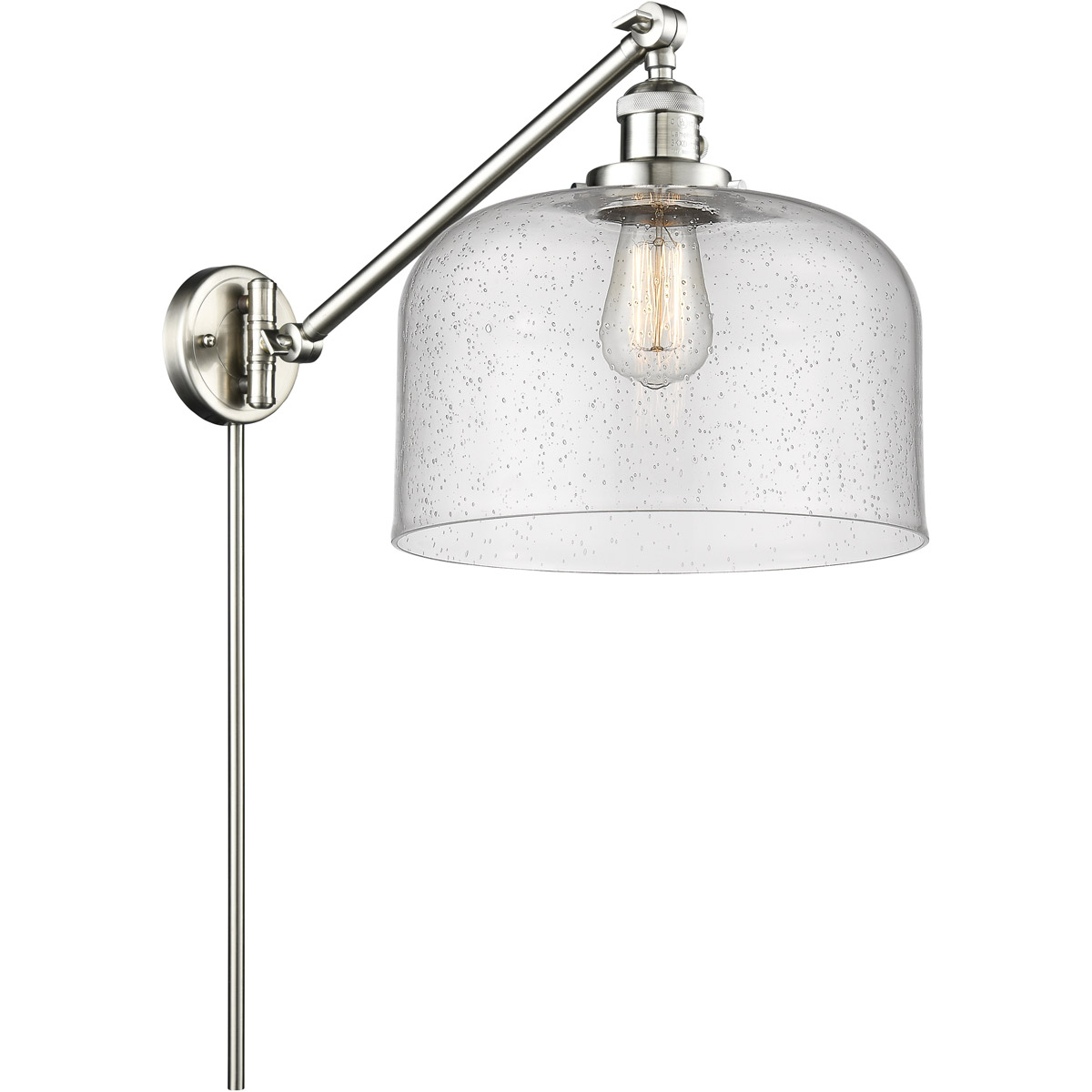 X-Large Bell 12 inch 60.00 watt Satin Nickel Swing Arm Wall Light, Franklin Restoration