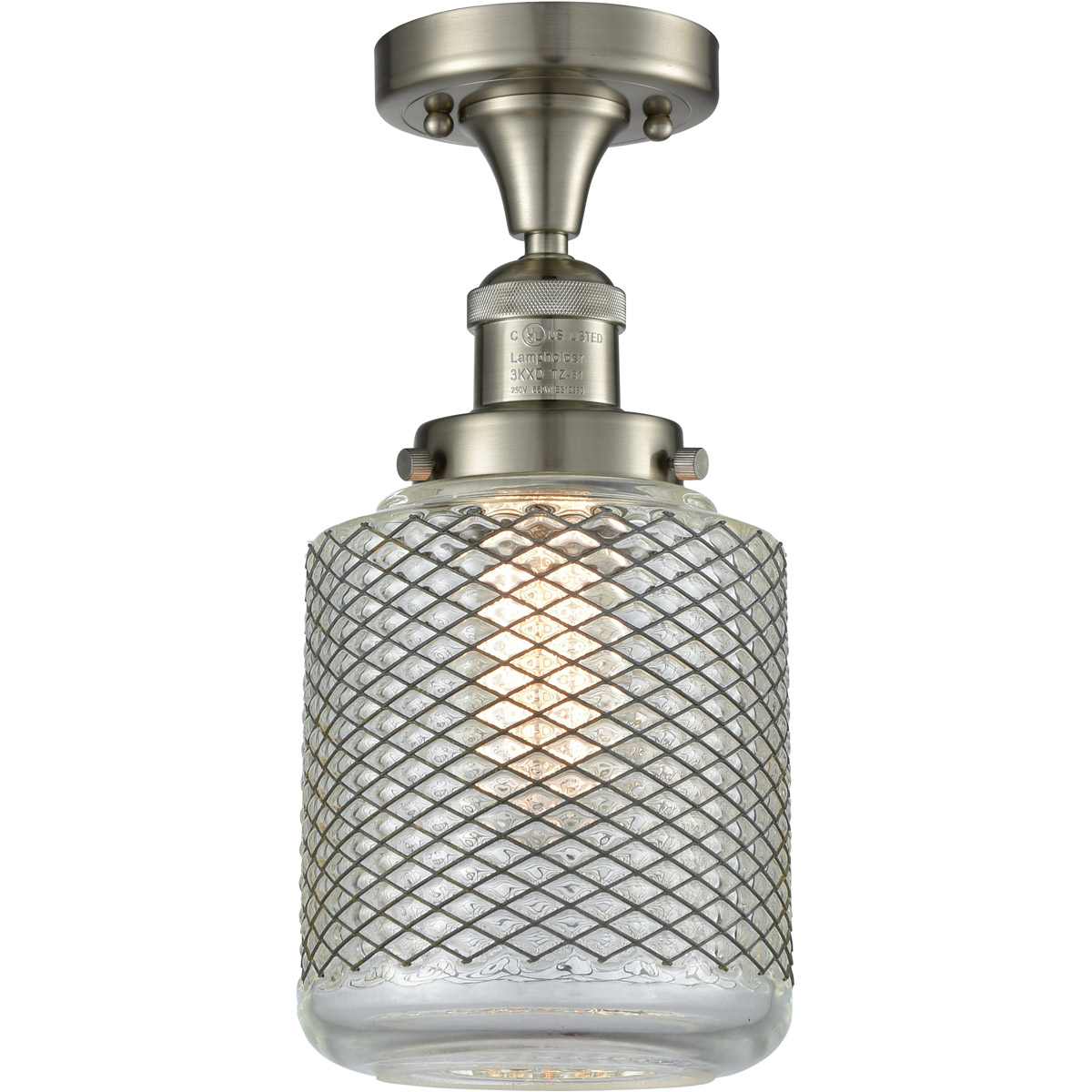 Franklin Restoration Stanton 1 Light 6 inch Brushed Satin Nickel Semi-Flush Mount Ceiling Light, Franklin Restoration