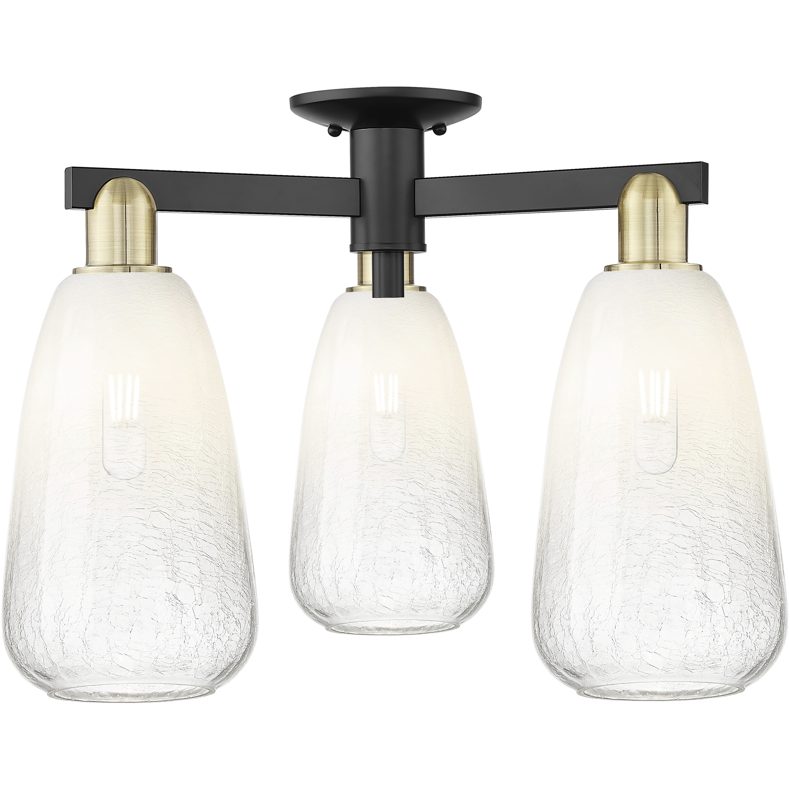 Brookhaven Almond 3 Light 23.5 inch Black Antique Brass Semi-Flush Mount Ceiling Light in Opal Glass