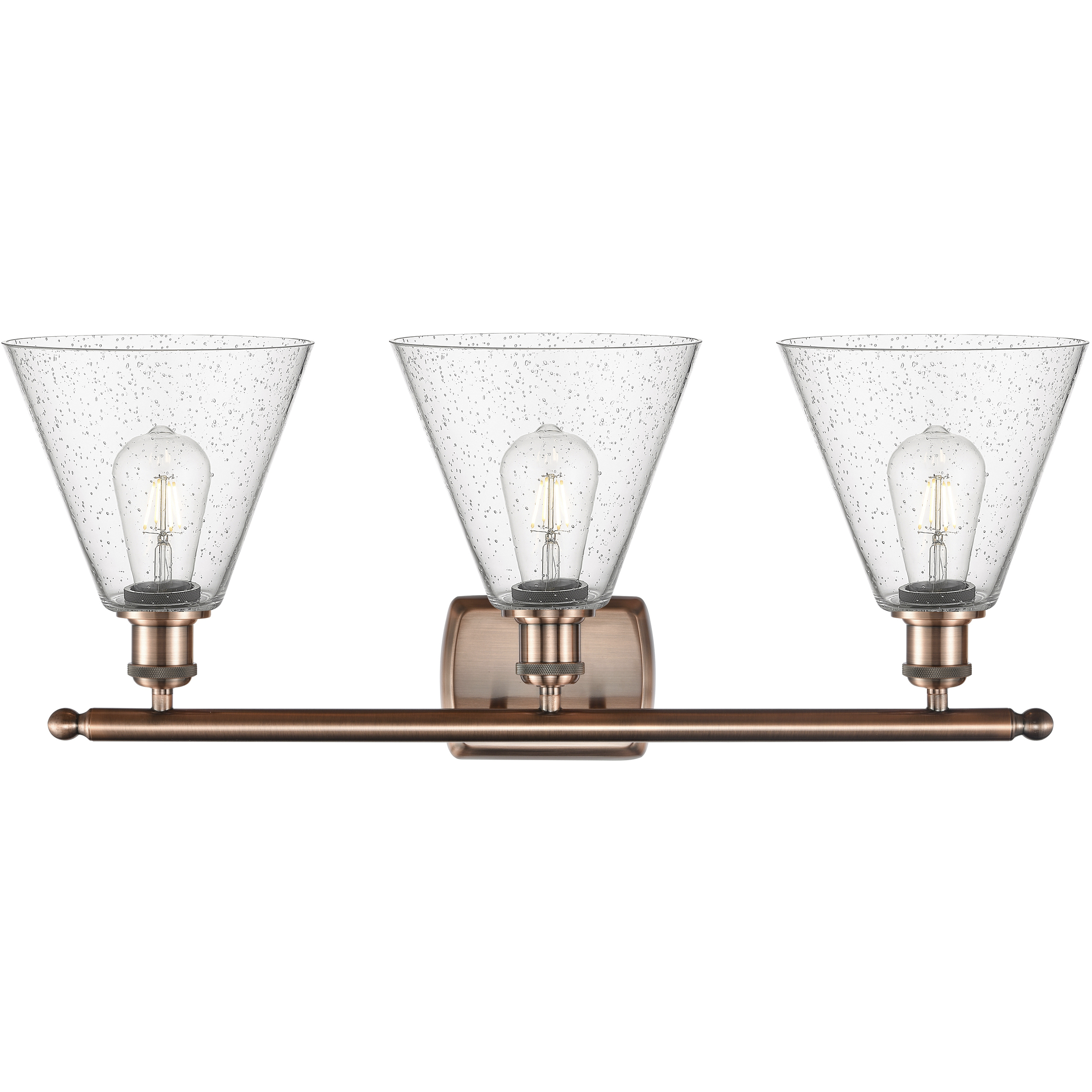 Ballston Ballston Cone LED 28 inch Antique Copper Bath Vanity Light Wall Light in Seedy Glass