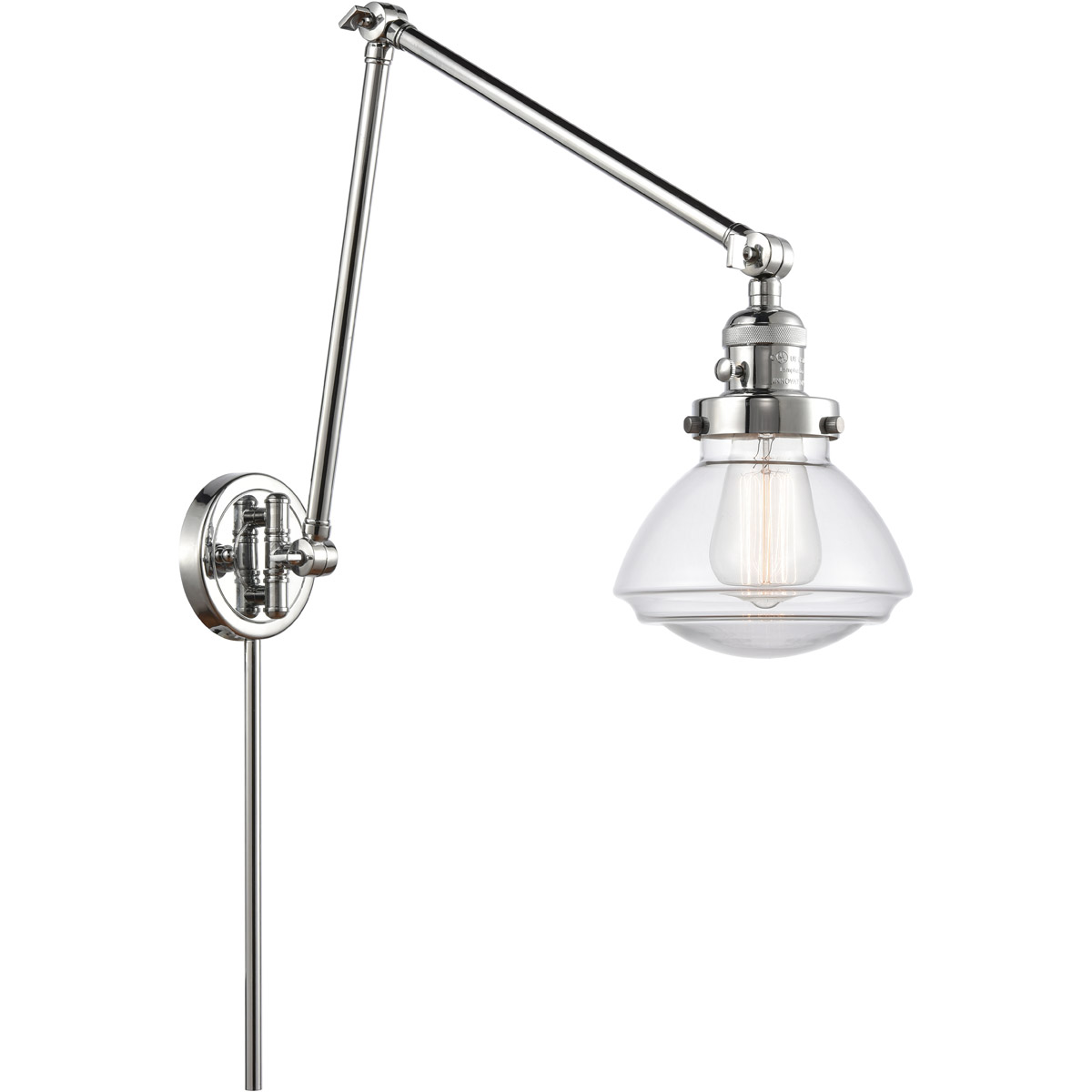 Olean 28 inch 60.00 watt Polished Chrome Swing Arm Wall Light, Franklin Restoration