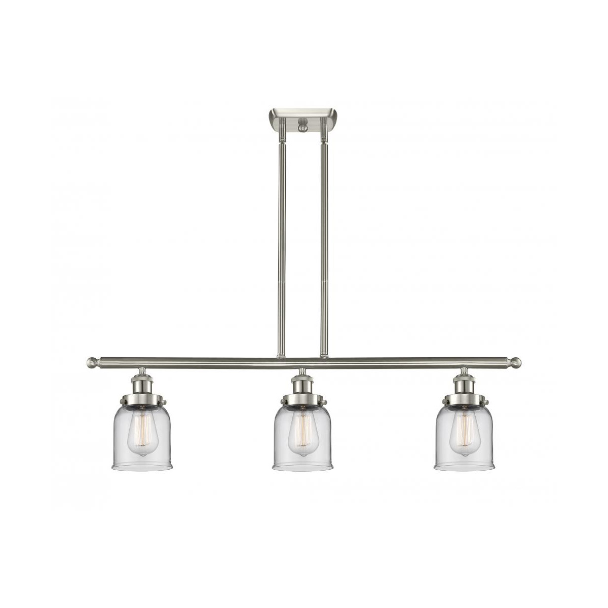 Ballston Small Bell 3 Light 36 inch Brushed Satin Nickel Island Light Ceiling Light in Clear Glass, Ballston