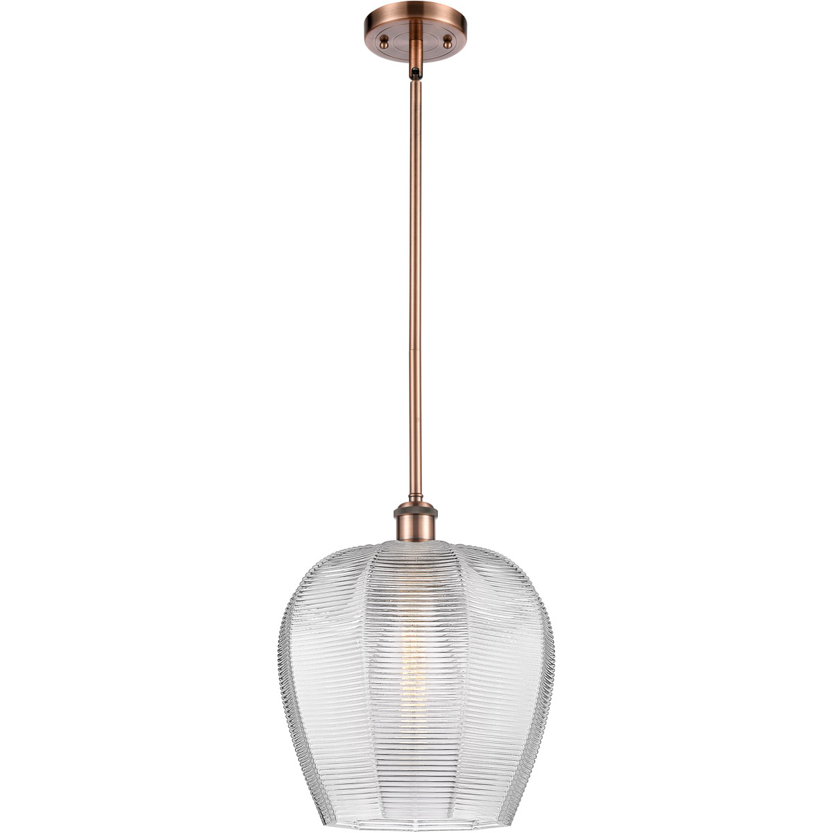 Ballston Norfolk LED 11.75 inch Antique Copper Mini Pendant Ceiling Light in Clear Glass
