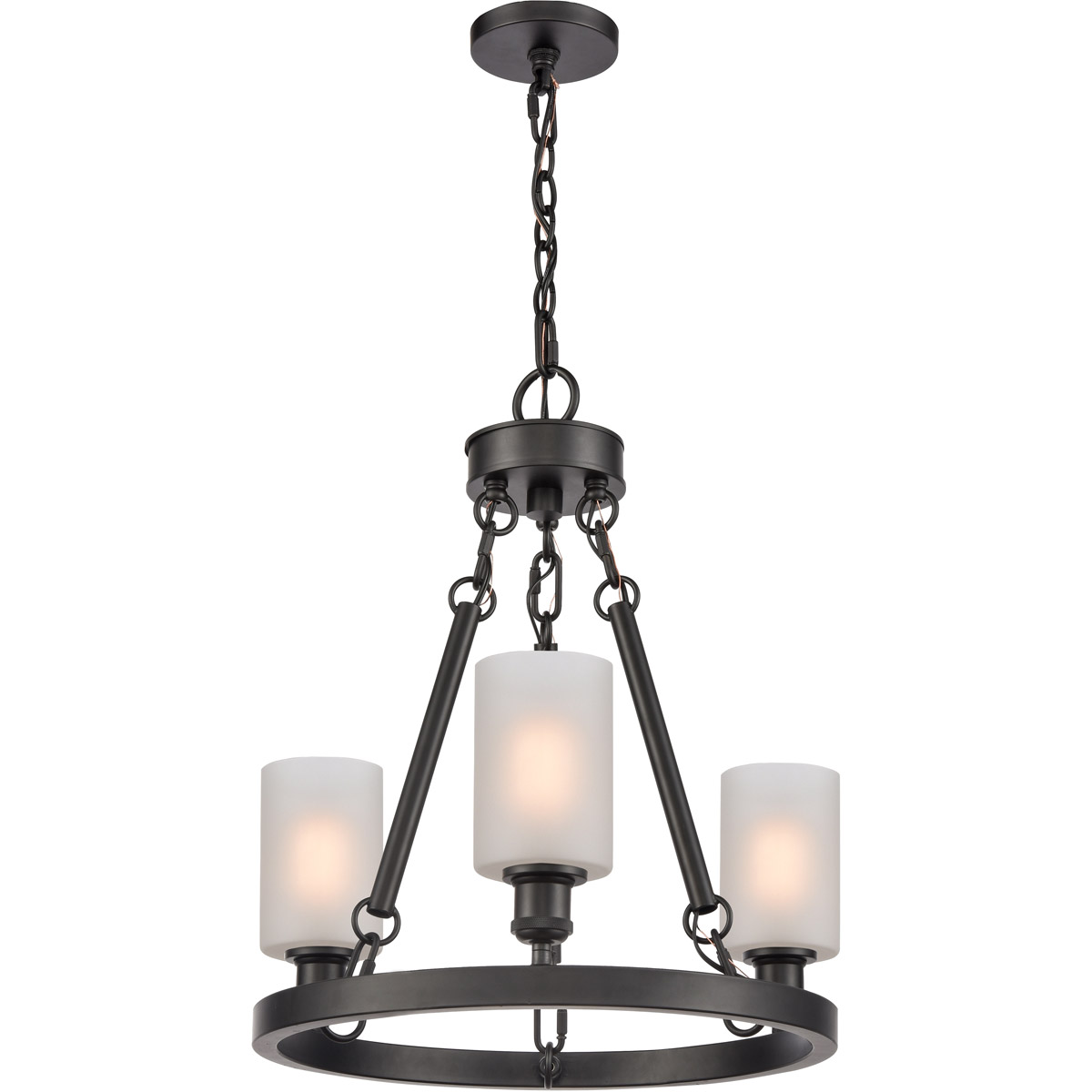 Ballston Saloon LED 20 inch Matte Black Chandelier Ceiling Light in Matte White Glass, Ballston
