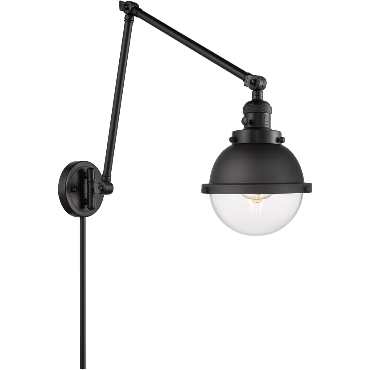 Franklin Restoration Hampden 31.63 inch 60 watt Brushed Brass Swing Arm Wall Light in Clear Glass