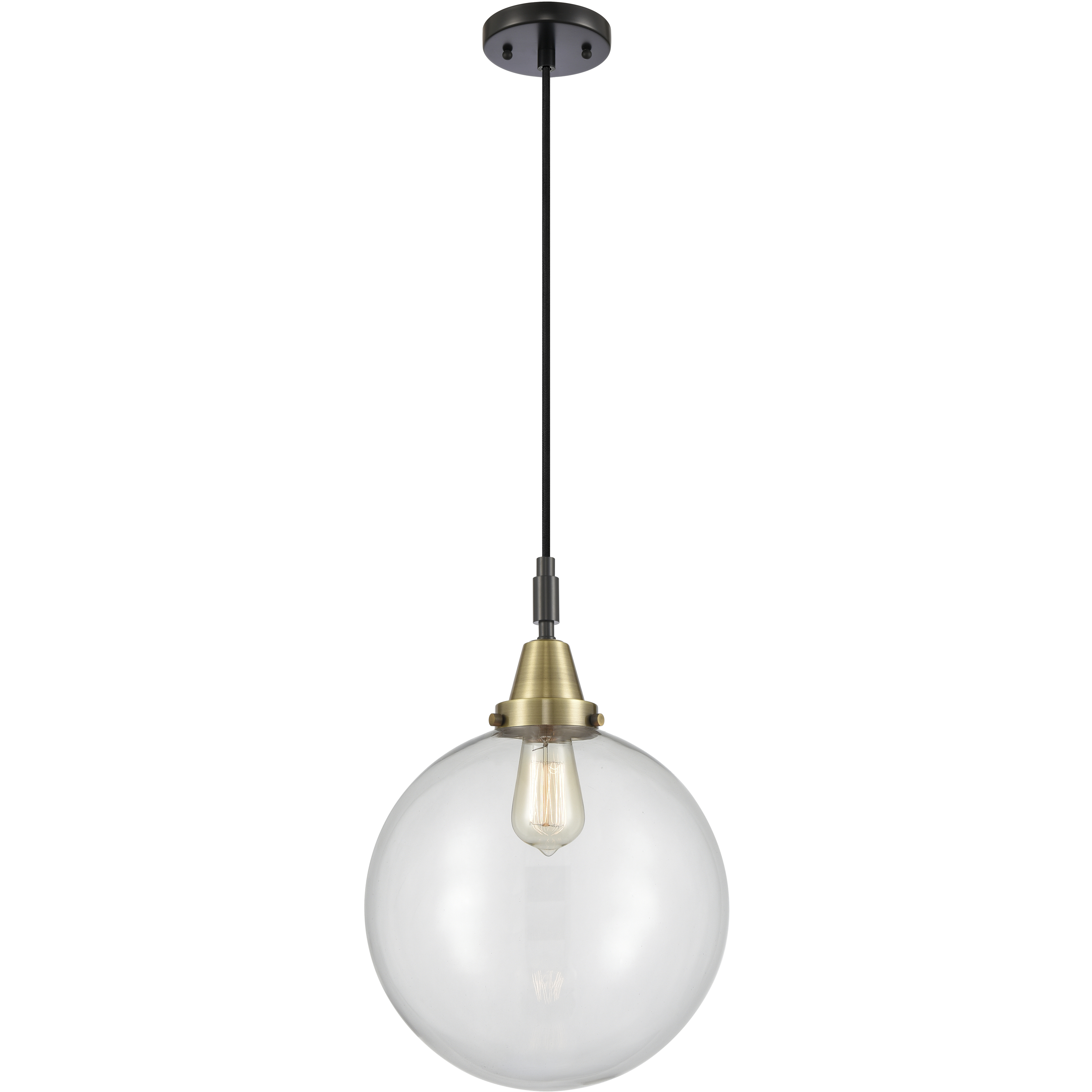 Beacon 1 Light 12 inch Black Antique Brass Mini Pendant Ceiling Light in Clear Glass