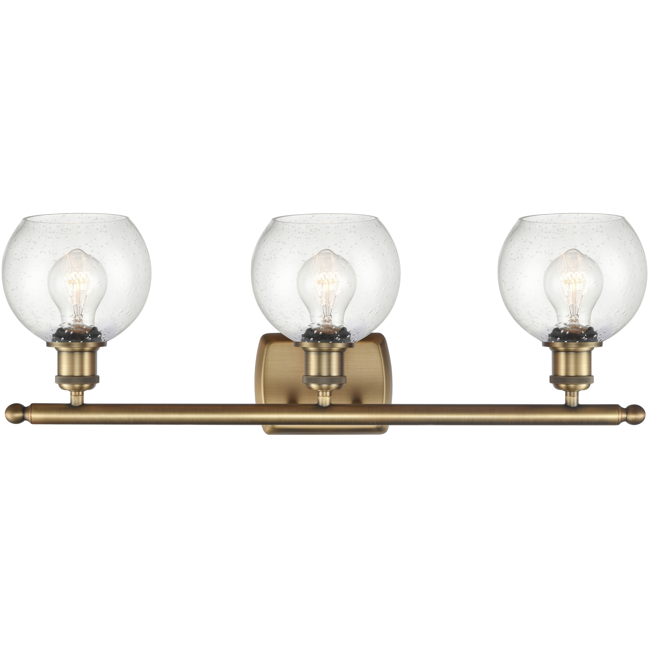 Ballston Athens 3 Light 26 inch Brushed Brass Bath Vanity Light Wall Light in Seedy Glass