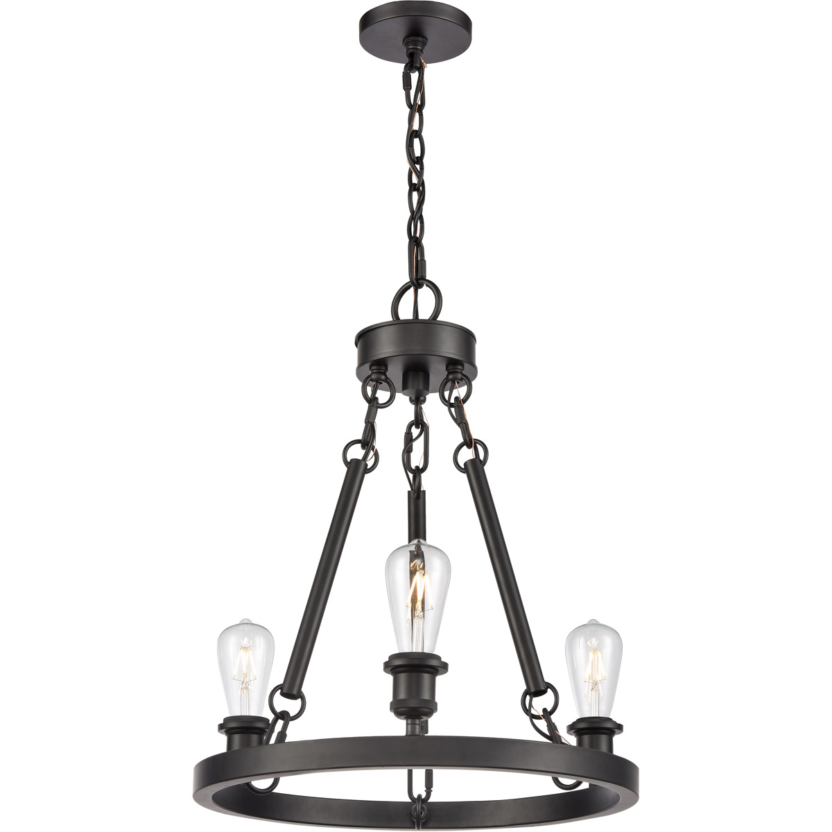 Ballston Saloon 3 Light 20 inch Matte Black Chandelier Ceiling Light in Bulb Not Included, Ballston