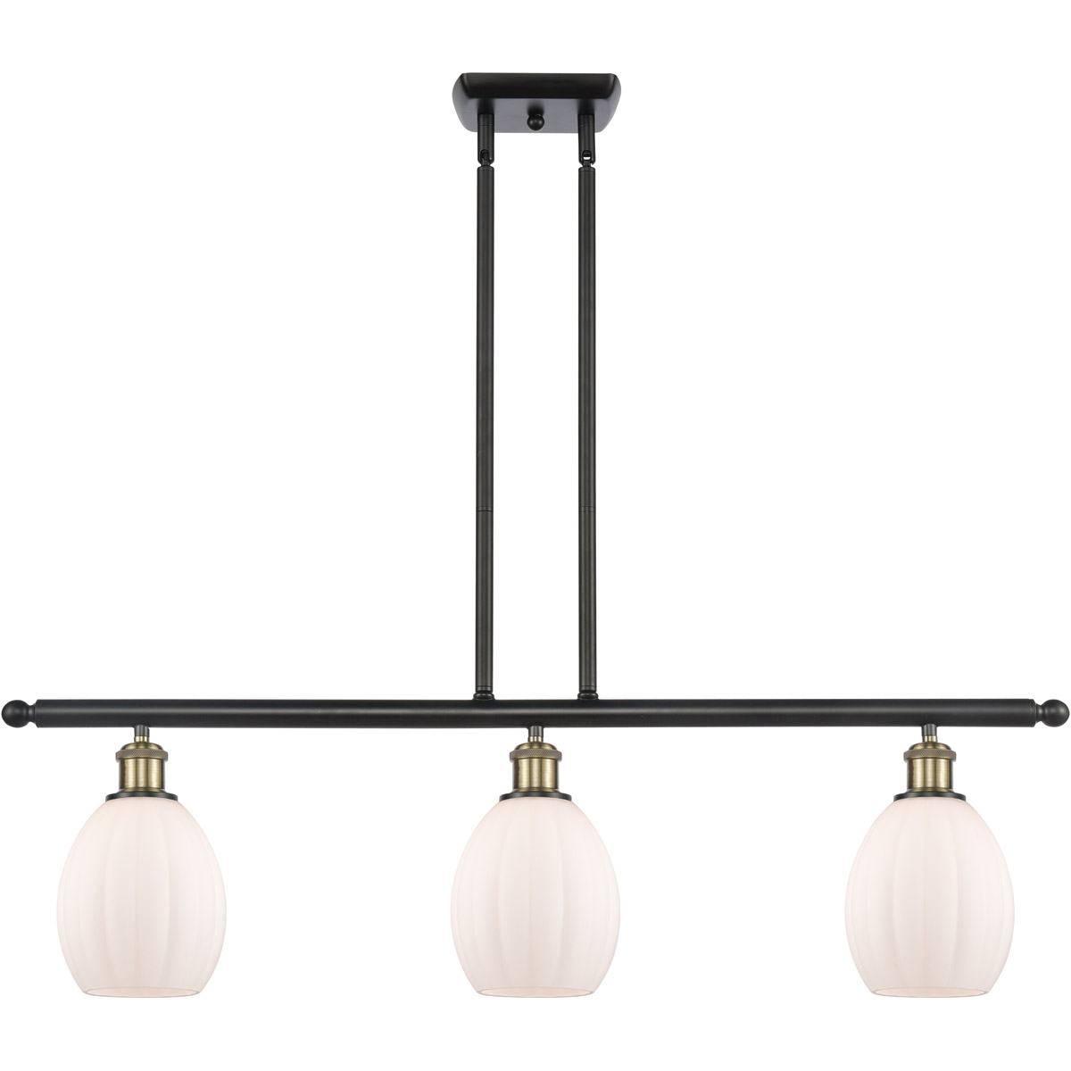 Ballston Eaton 3 Light 36 inch Black Antique Brass Island Light Ceiling Light, Ballston