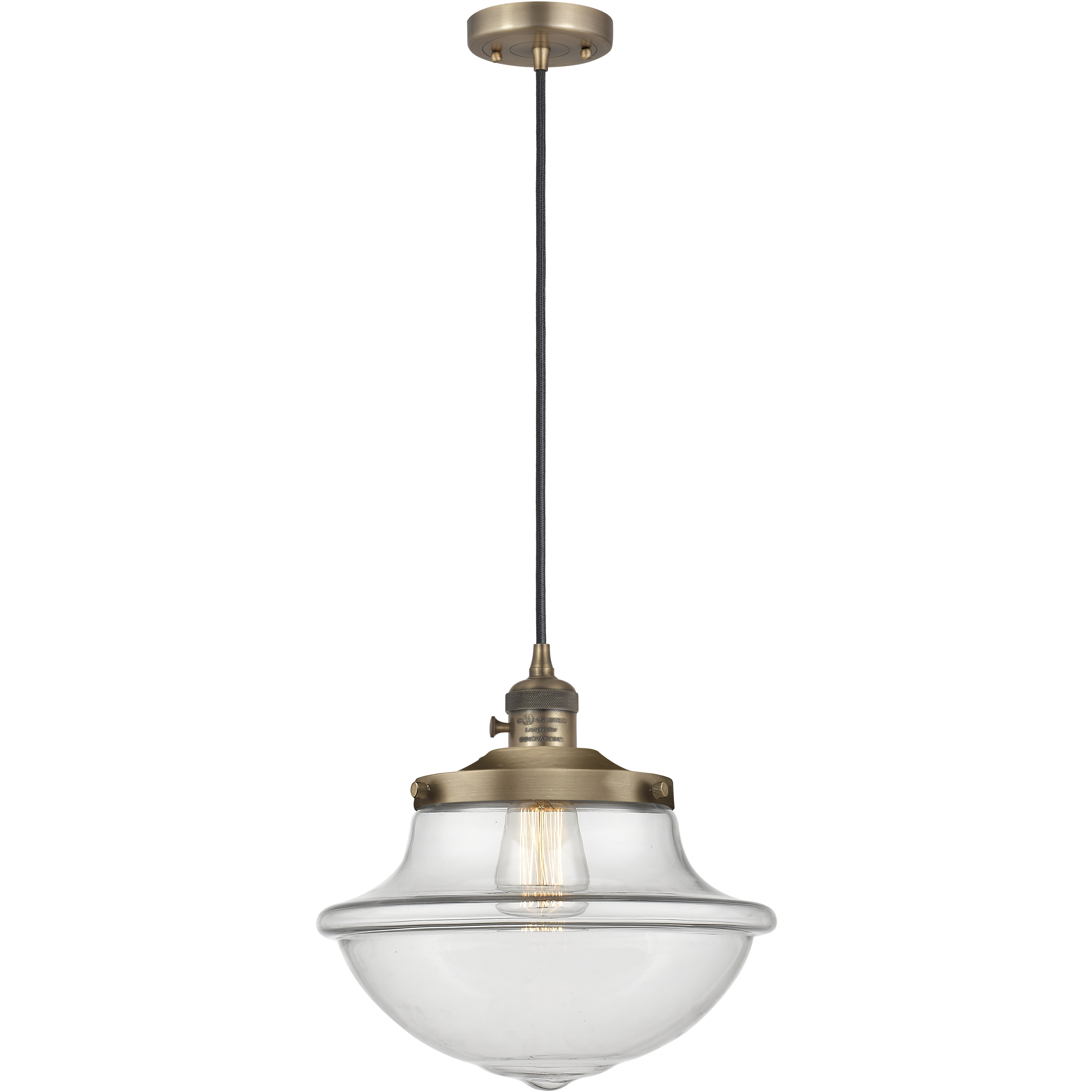 Franklin Restoration Oxford 1 Light 11.75 inch Brushed Brass Mini Pendant Ceiling Light in Incandescent, Clear
