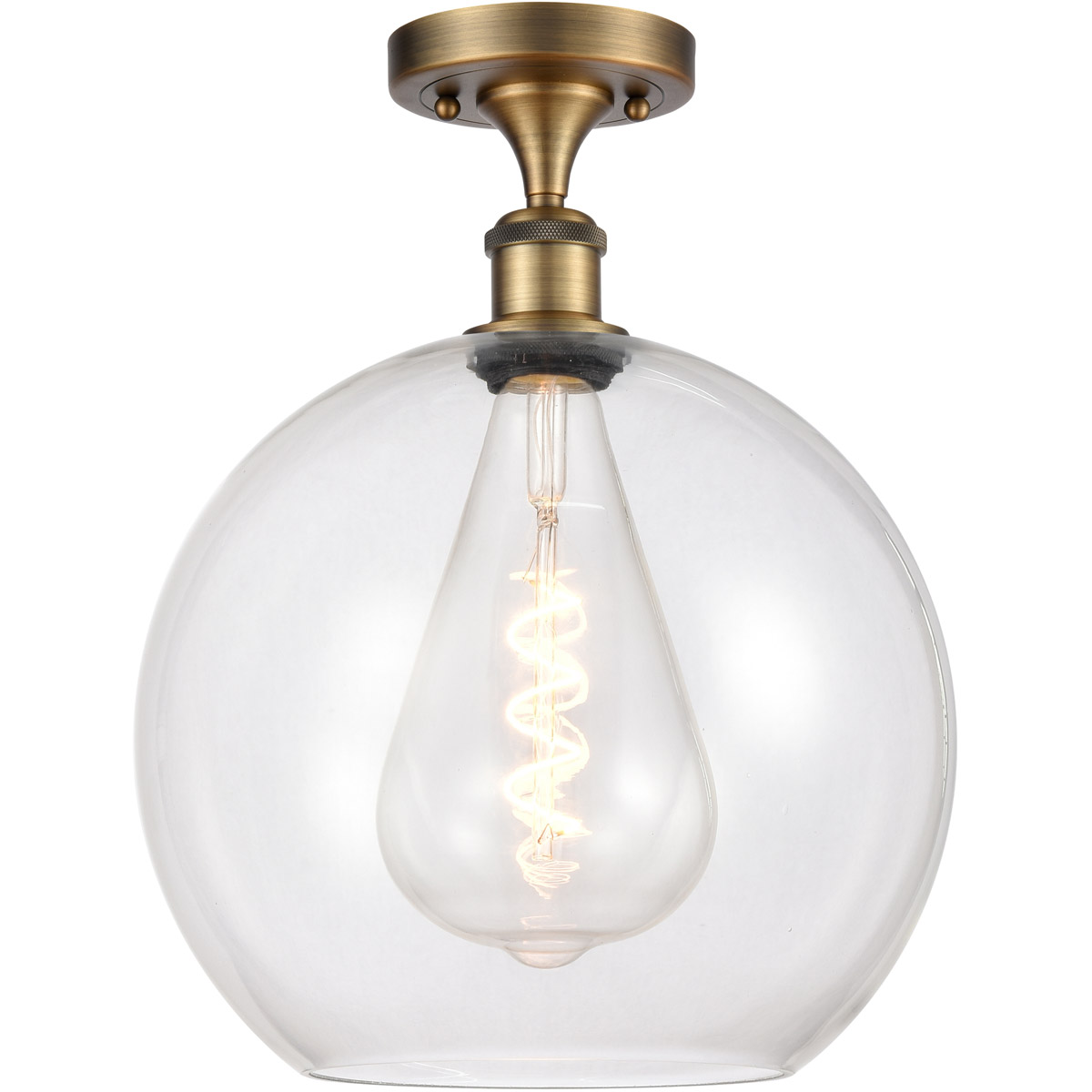 Ballston Athens 1 Light 12 inch Brushed Brass Semi-Flush Mount Ceiling Light in Clear Glass