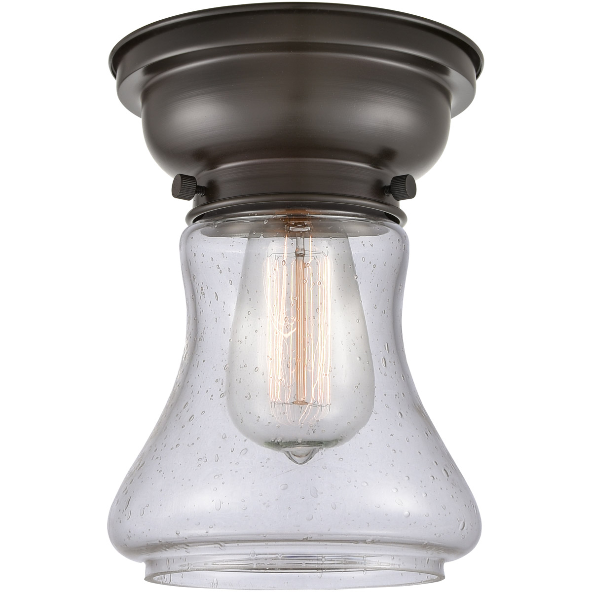 Aditi Bellmont 1 Light 6 inch Oil Rubbed Bronze Flush Mount Ceiling Light in Seedy Glass, Aditi