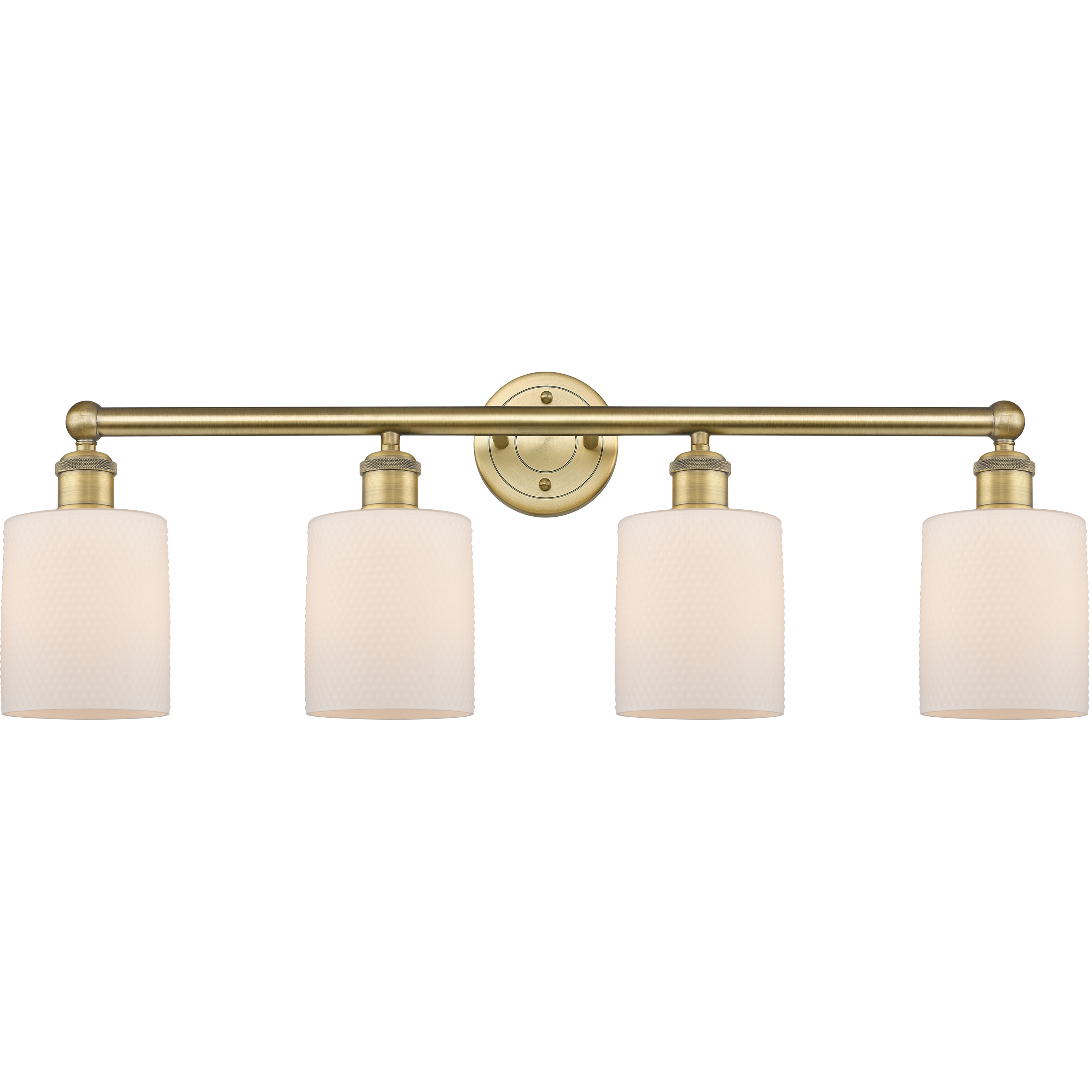 Cobbleskill 4 Light 32 inch Brushed Brass Bath Vanity Light Wall Light in Matte White