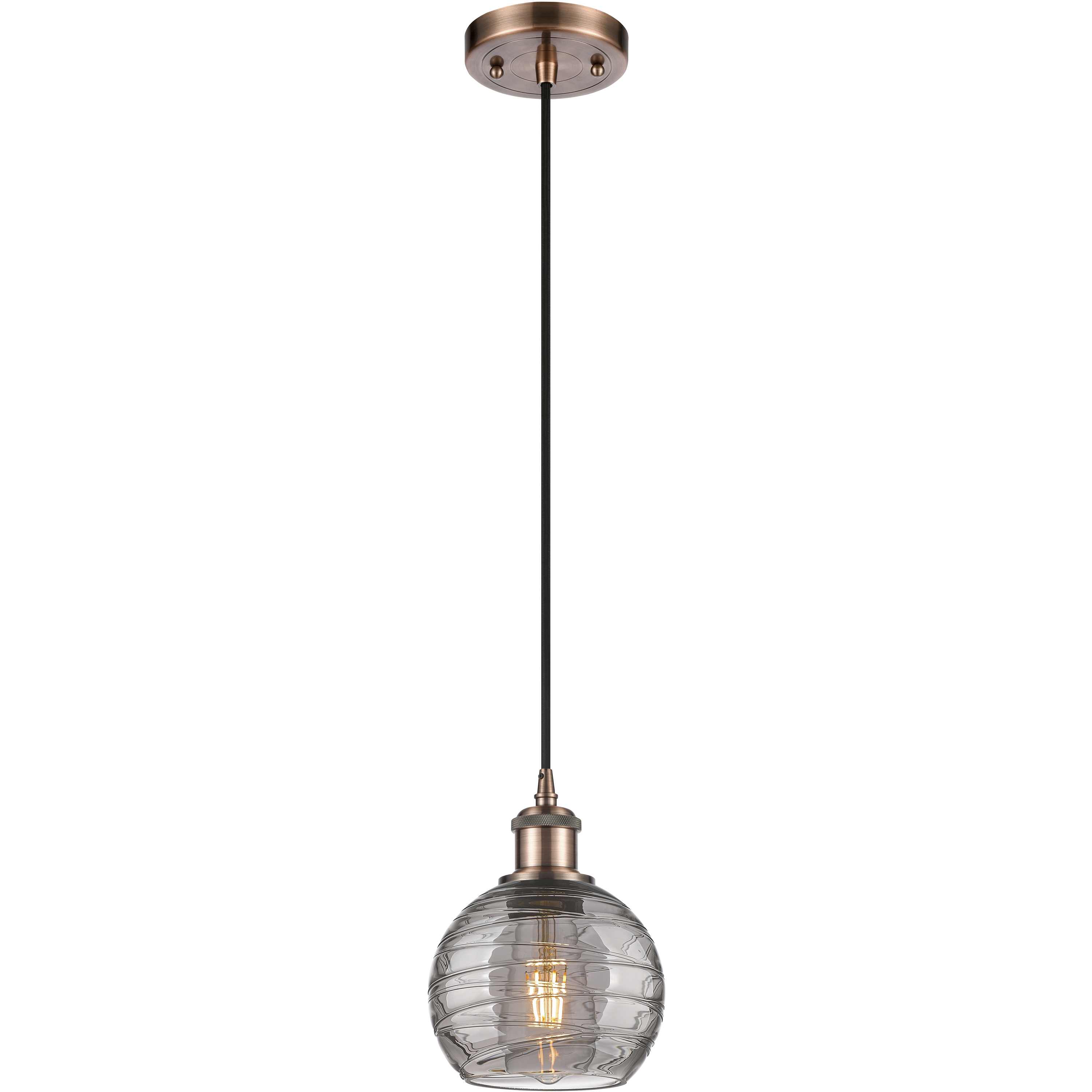 Ballston Athens Deco Swirl 1 Light 5.88 inch Antique Copper Cord Hung Mini Pendant Ceiling Light