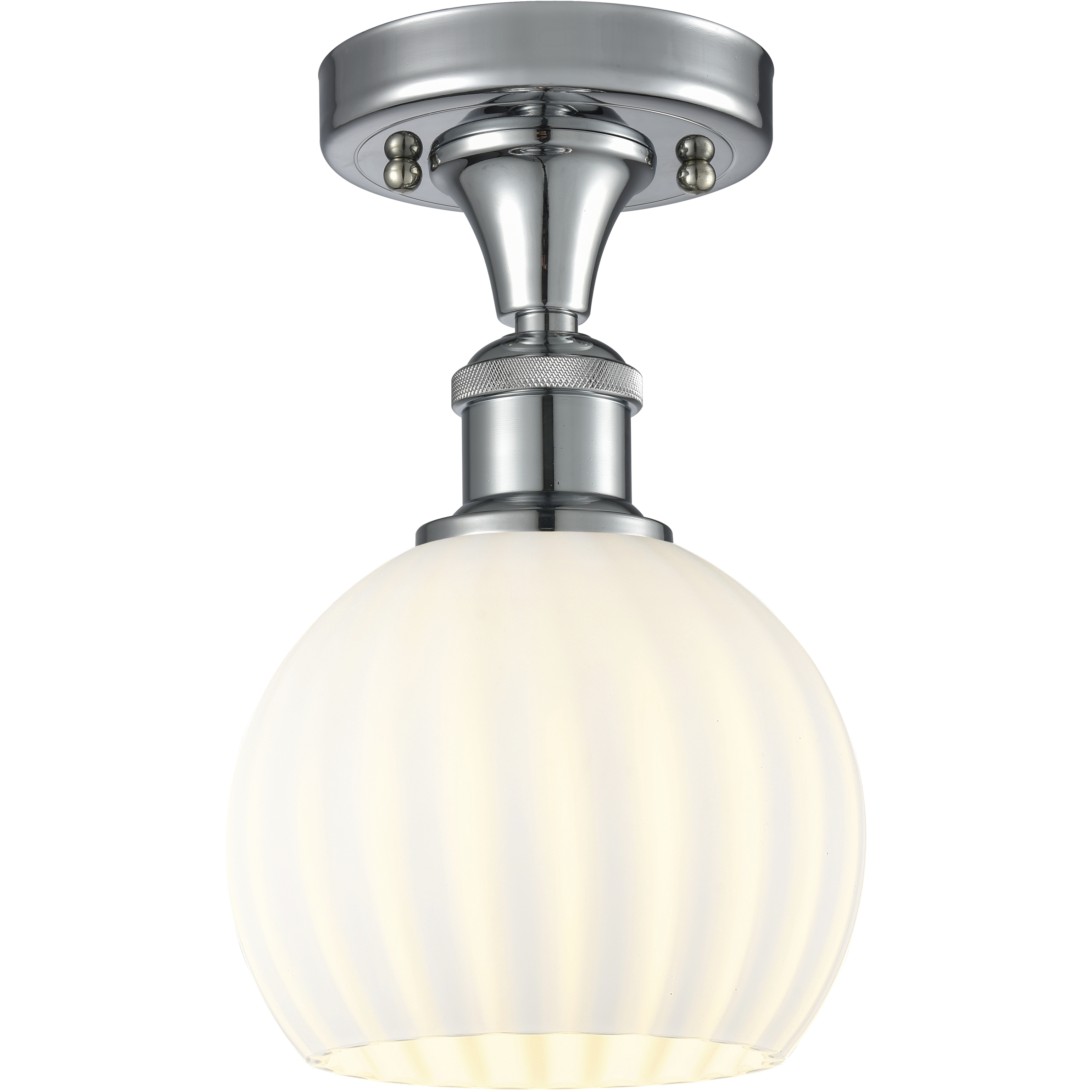 Edison White Venetian 1 Light 6 inch Polished Chrome Semi-Flush Mount Ceiling Light