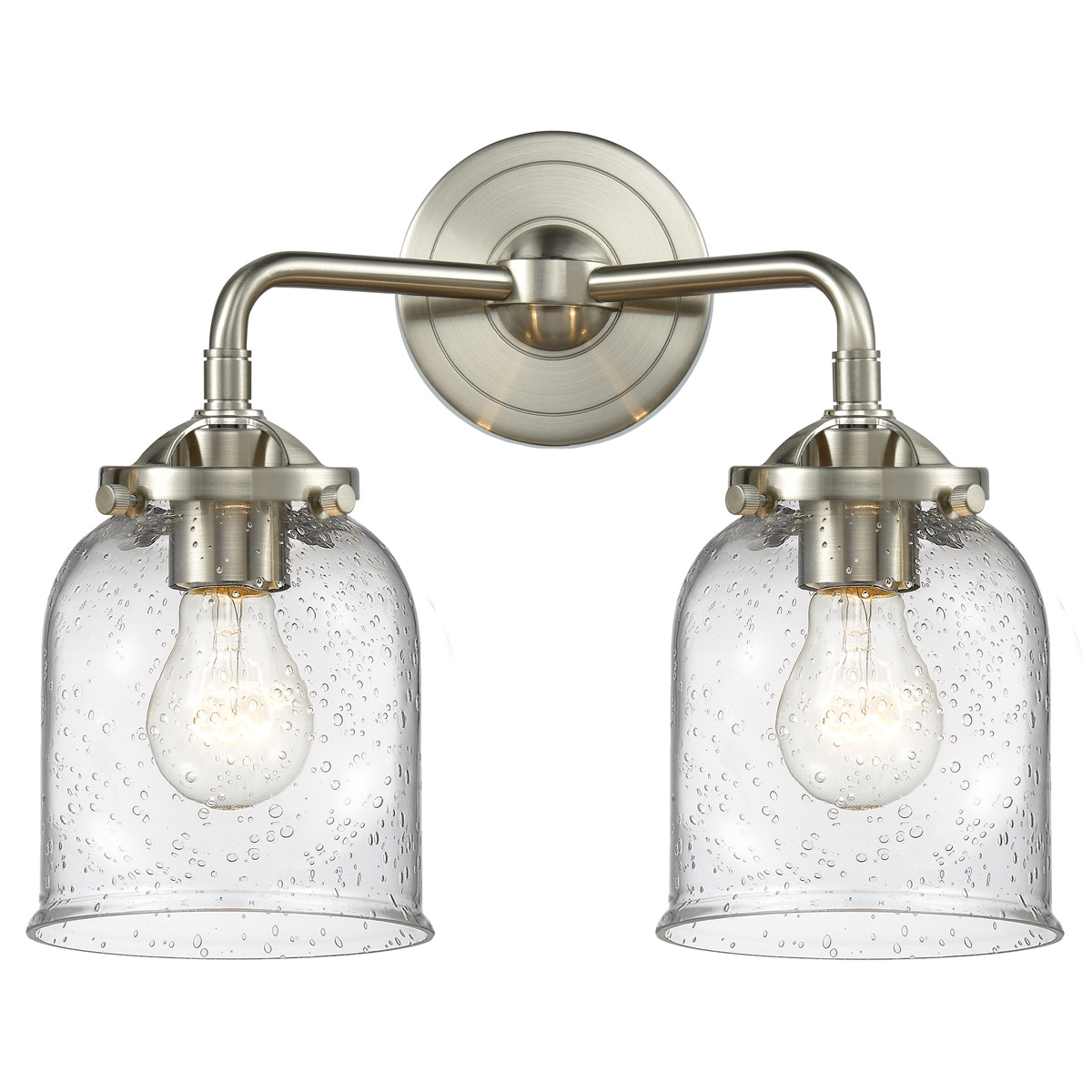 Nouveau Small Bell LED 13 inch Black Antique Brass Bath Vanity Light Wall Light in Silver Plated Mercury Glass, Nouveau