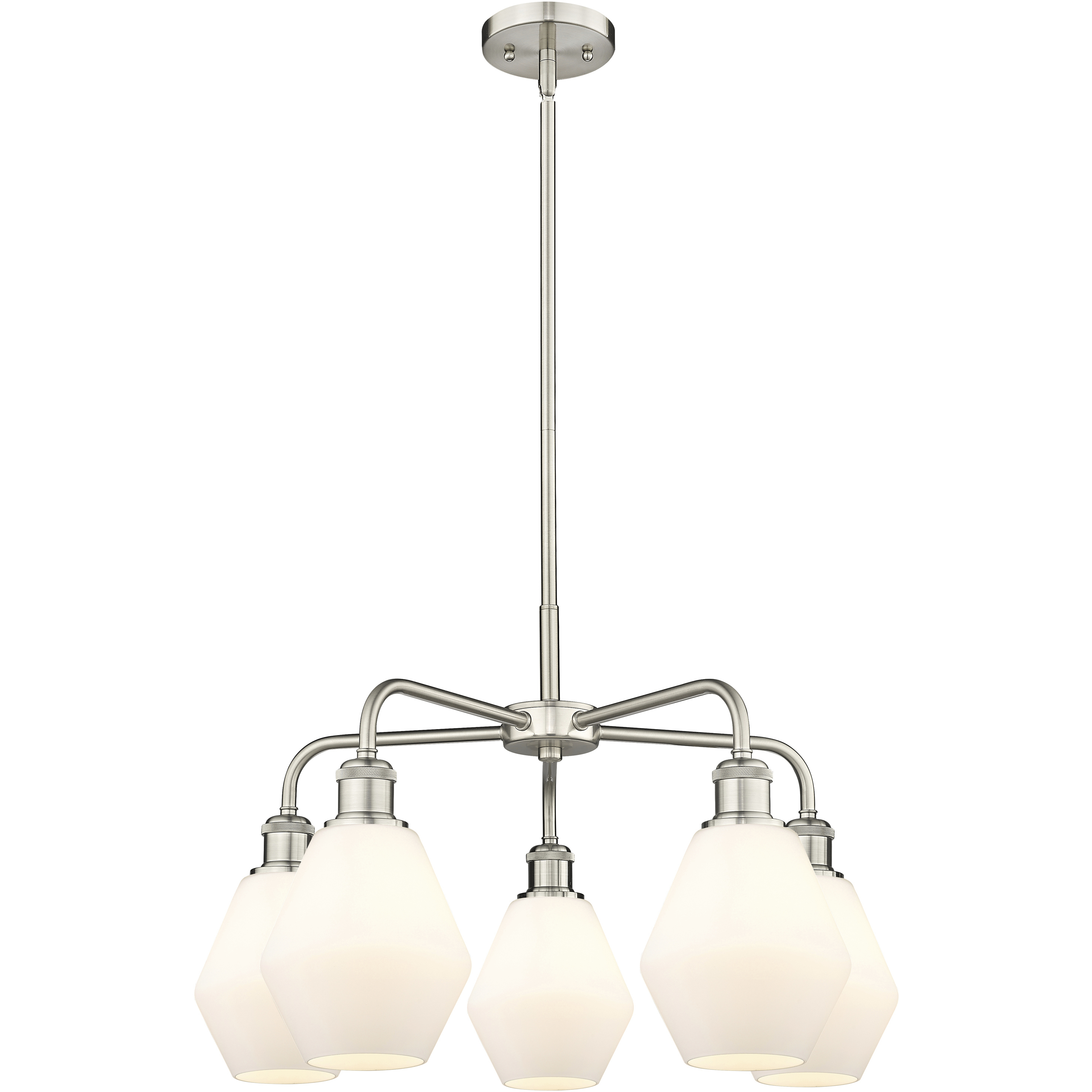 Cindyrella 5 Light 24 inch Satin Nickel Chandelier Ceiling Light in Cased Matte White Glass