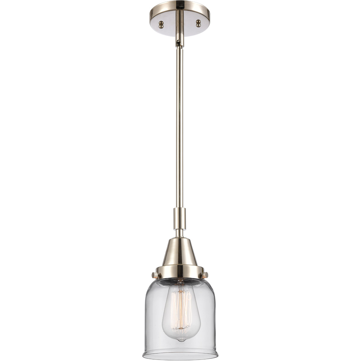 Franklin Restoration Small Bell 1 Light 5 inch Polished Nickel Mini Pendant Ceiling Light in Clear Glass