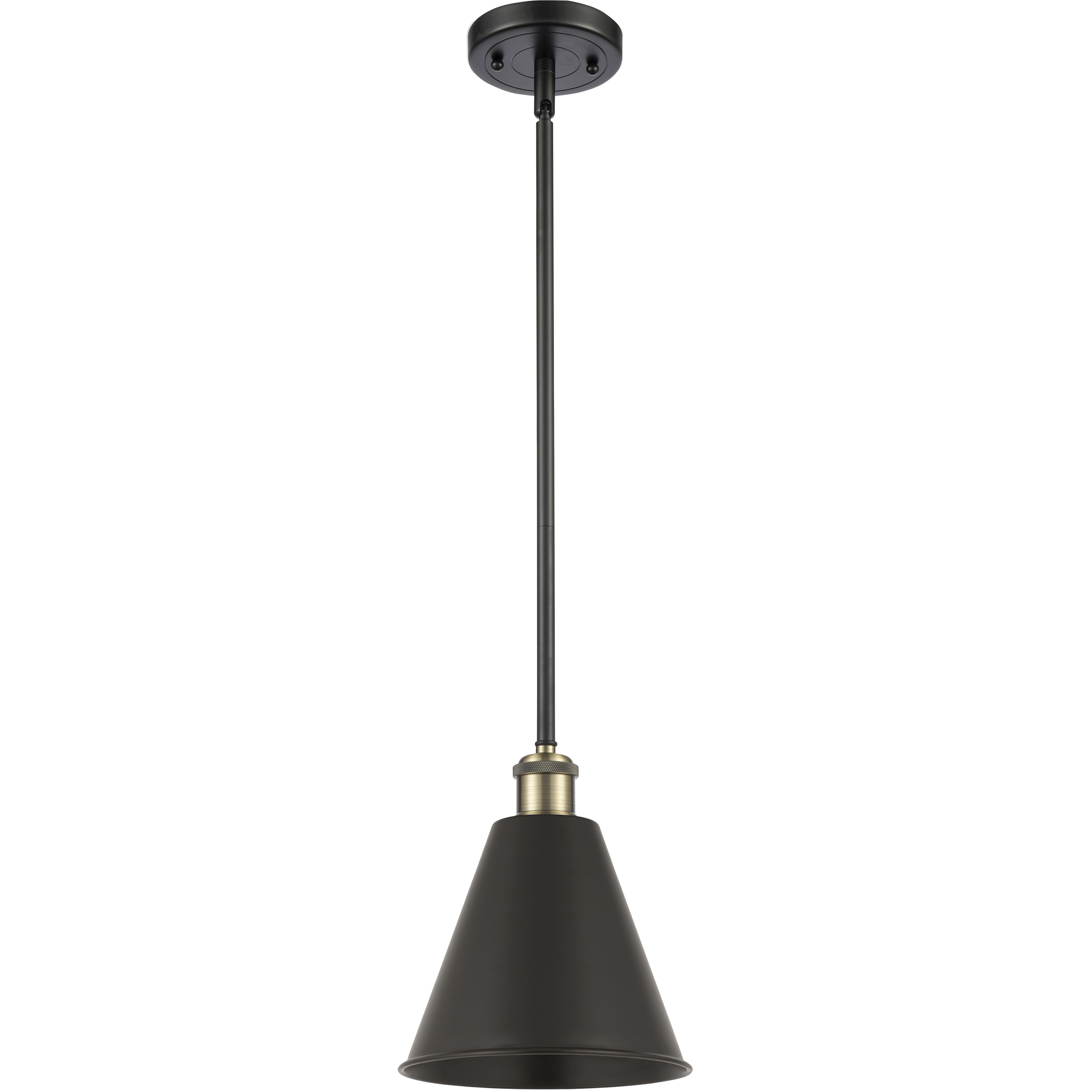 Ballston Cone LED 8 inch Black Antique Brass Pendant Ceiling Light