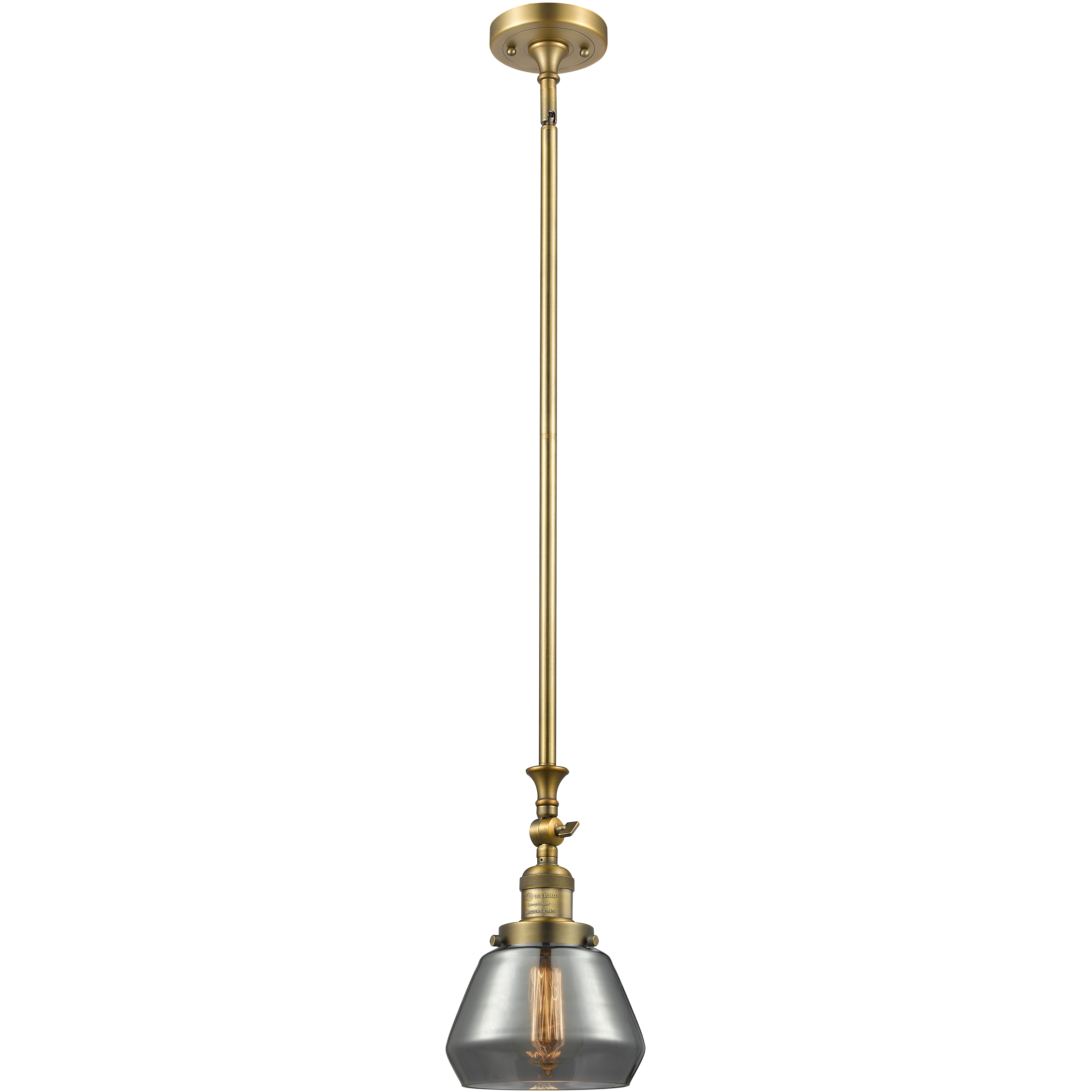 Franklin Restoration Fulton 1 Light 7 inch Brushed Brass Mini Pendant Ceiling Light in Incandescent, Plated Smoke, Franklin Restoration