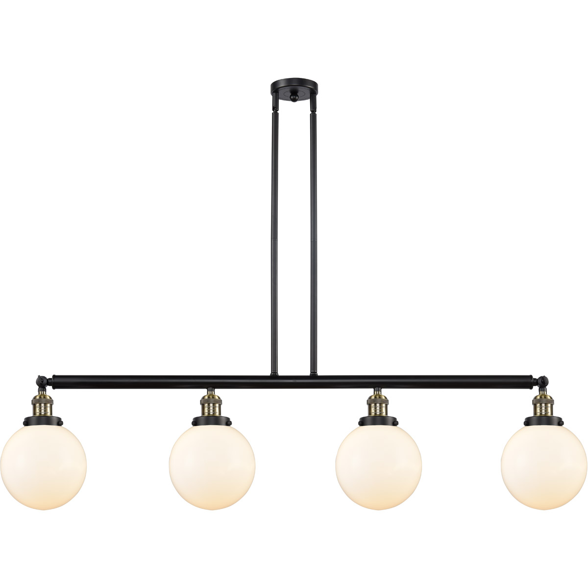 Franklin Restoration Large Beacon LED 52.63 inch Black Antique Brass Island Light Ceiling Light in Matte White Glass, Franklin Restoration