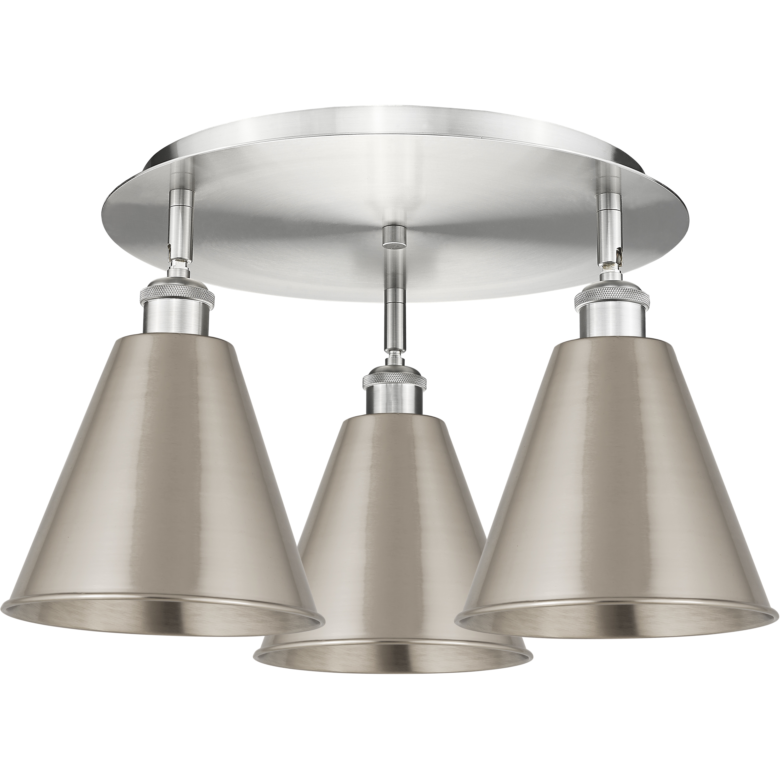 Ballston Cone 3 Light 19.75 inch Satin Nickel Flush Mount Ceiling Light