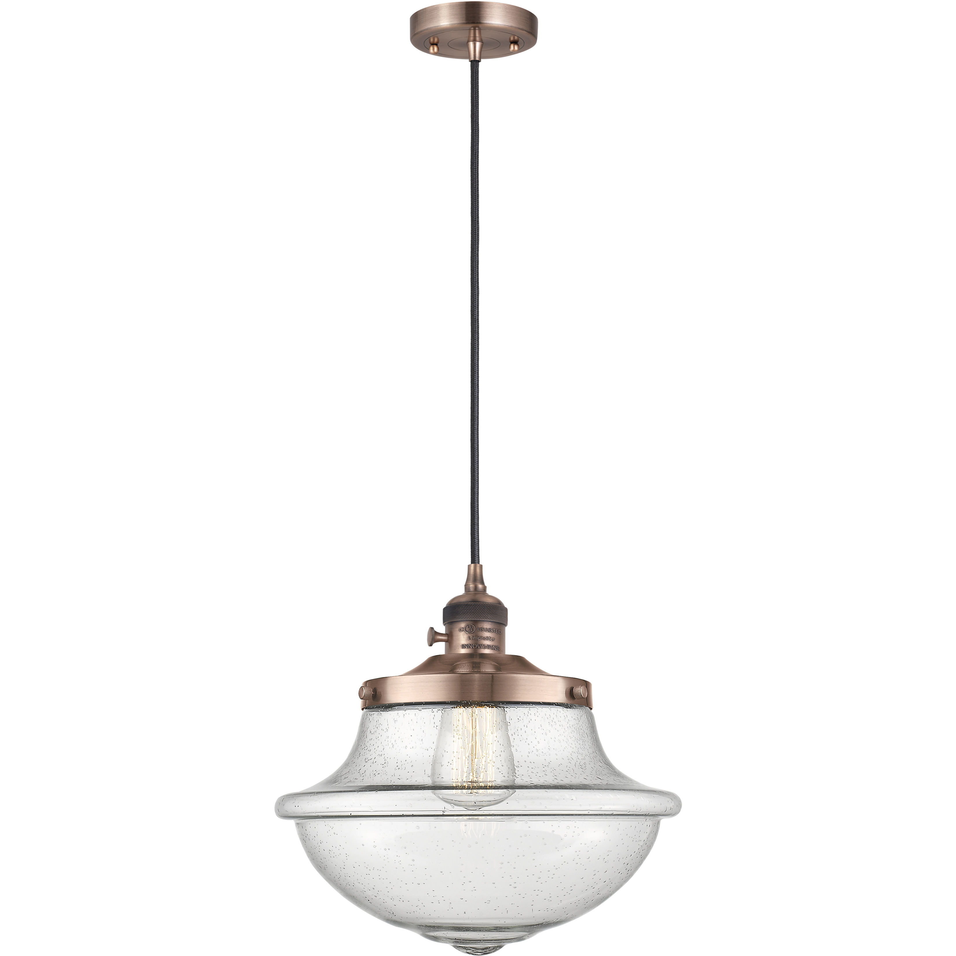 Franklin Restoration Oxford LED 11.75 inch Antique Copper Mini Pendant Ceiling Light in Seedy
