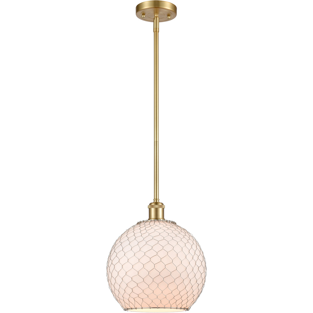 Ballston Large Farmhouse Chicken Wire 1 Light 10 inch Satin Gold Pendant Ceiling Light, Ballston
