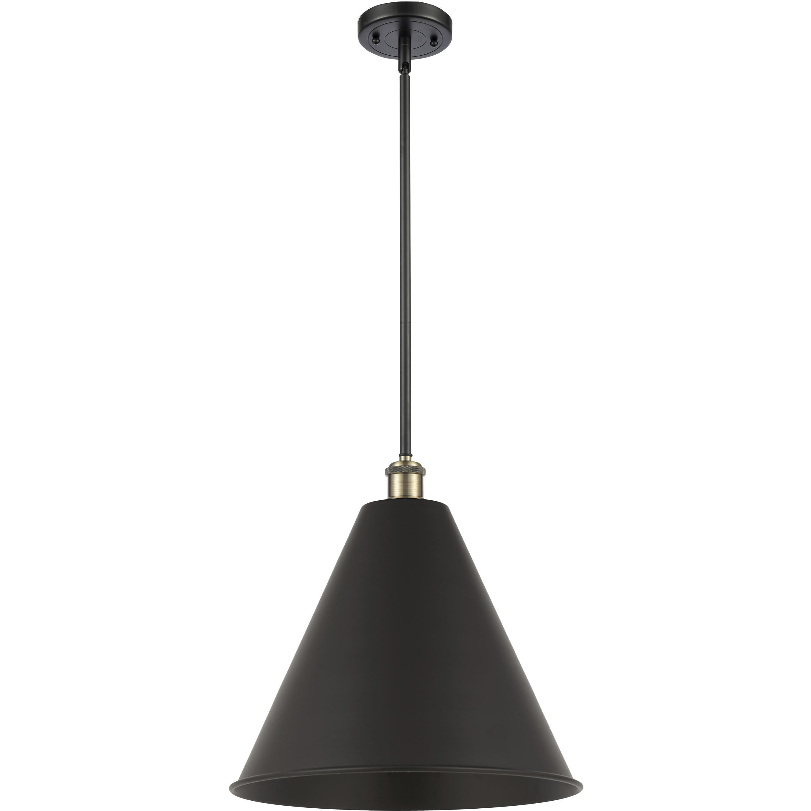 Ballston Cone 1 Light 16 inch Black Antique Brass Pendant Ceiling Light