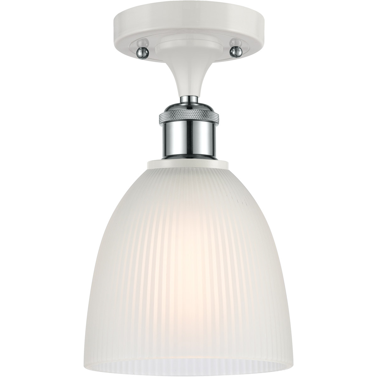 Ballston Castile LED 6 inch White and Polished Chrome Semi-Flush Mount Ceiling Light in White Glass, Ballston