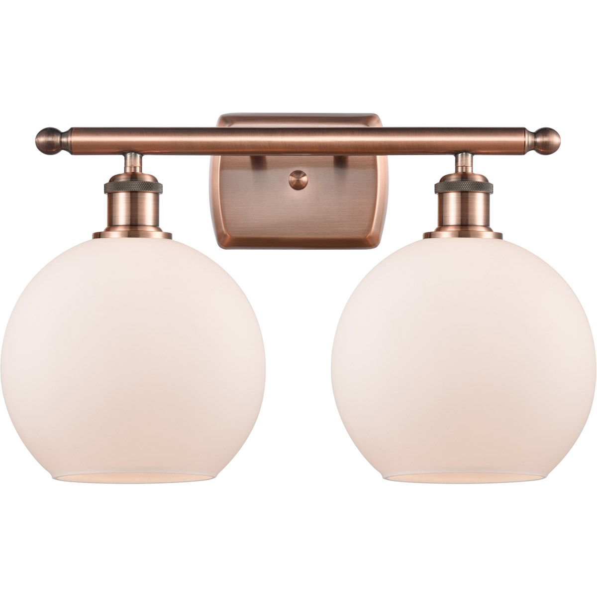 Ballston Athens LED 16 inch Antique Copper Bath Vanity Light Wall Light in Matte White Glass, Ballston