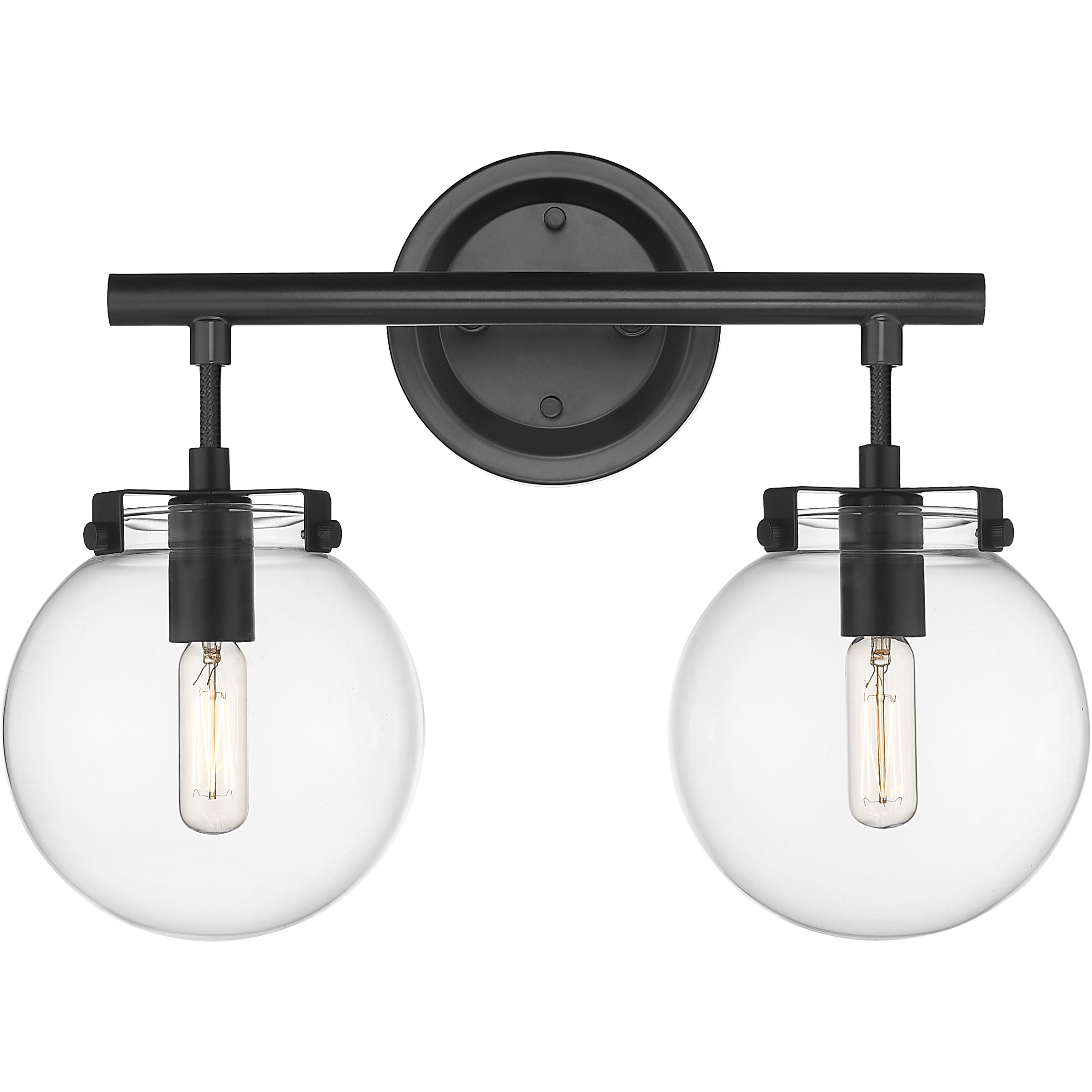 Auralume Span LED 15.38 inch Matte Black and Clear Bath Vanity Light Wall Light