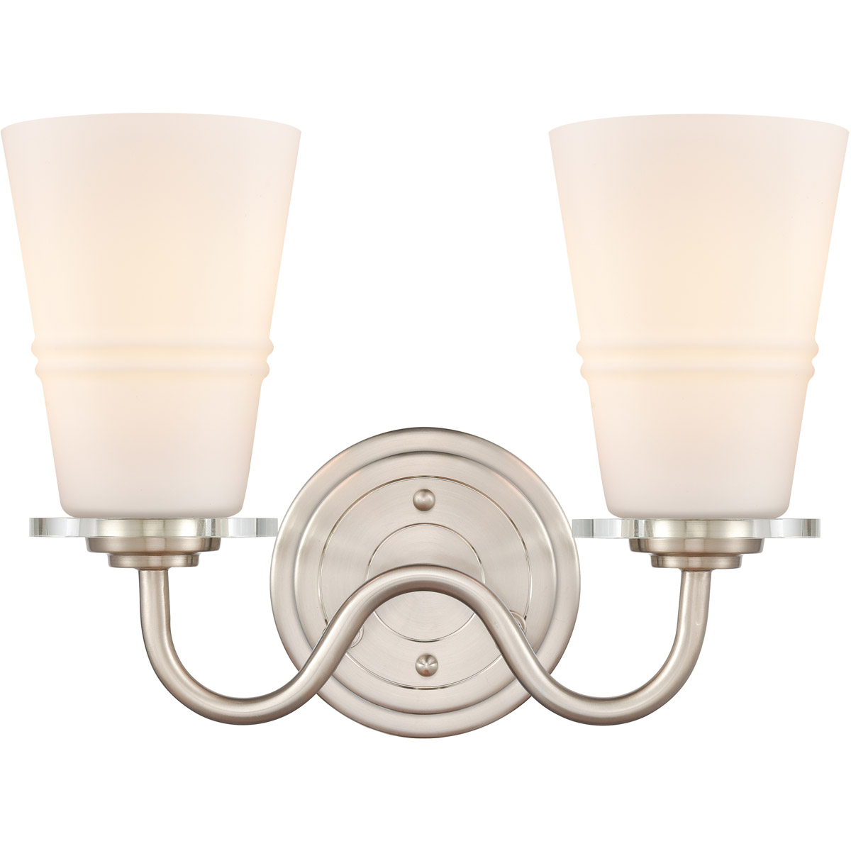 Scarlett 2 Light 14 inch Satin Nickel Bath Vanity Light Wall Light in White Glass