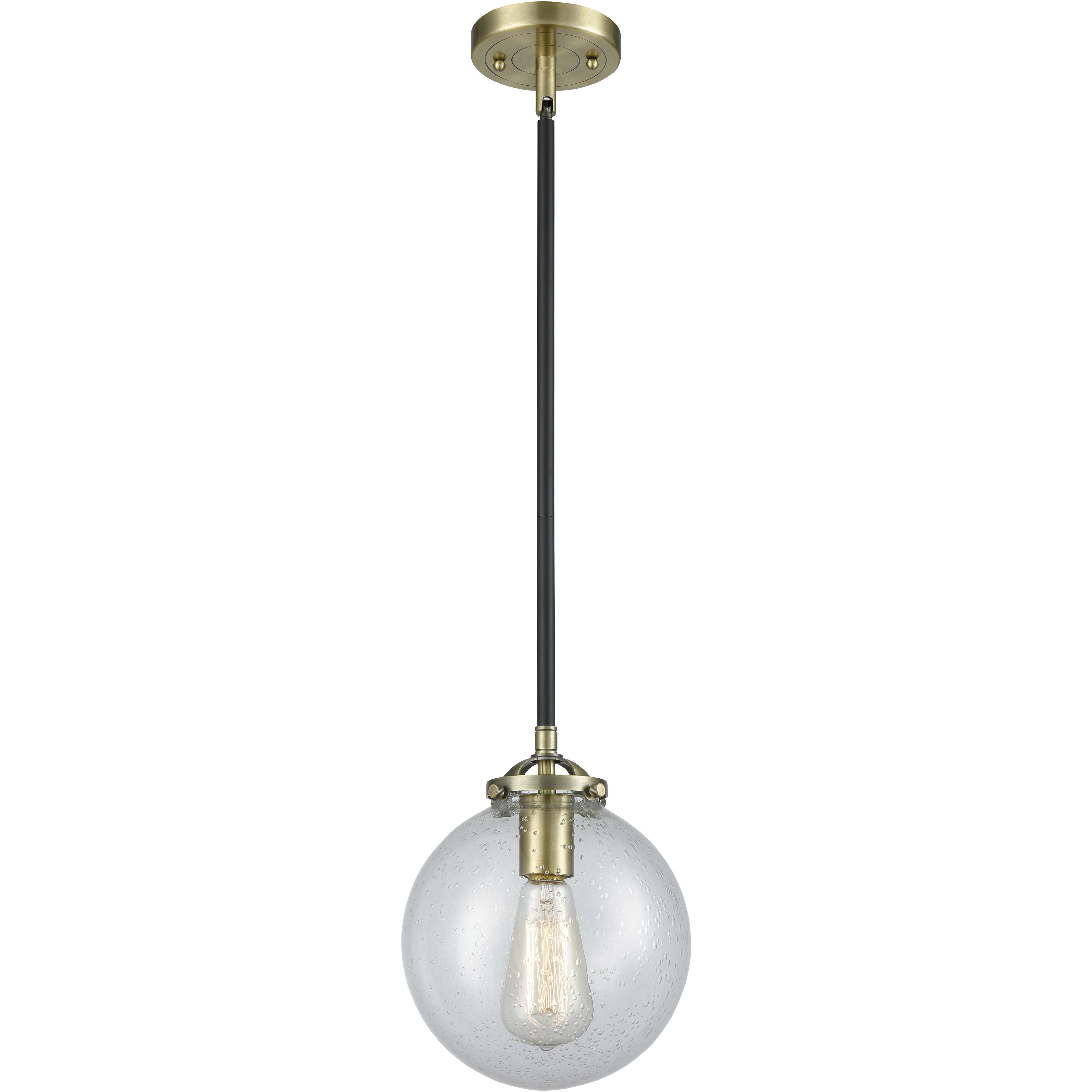 Nouveau Beacon 1 Light 8 inch Black Antique Brass Mini Pendant Ceiling Light in Incandescent, Seedy, Nouveau