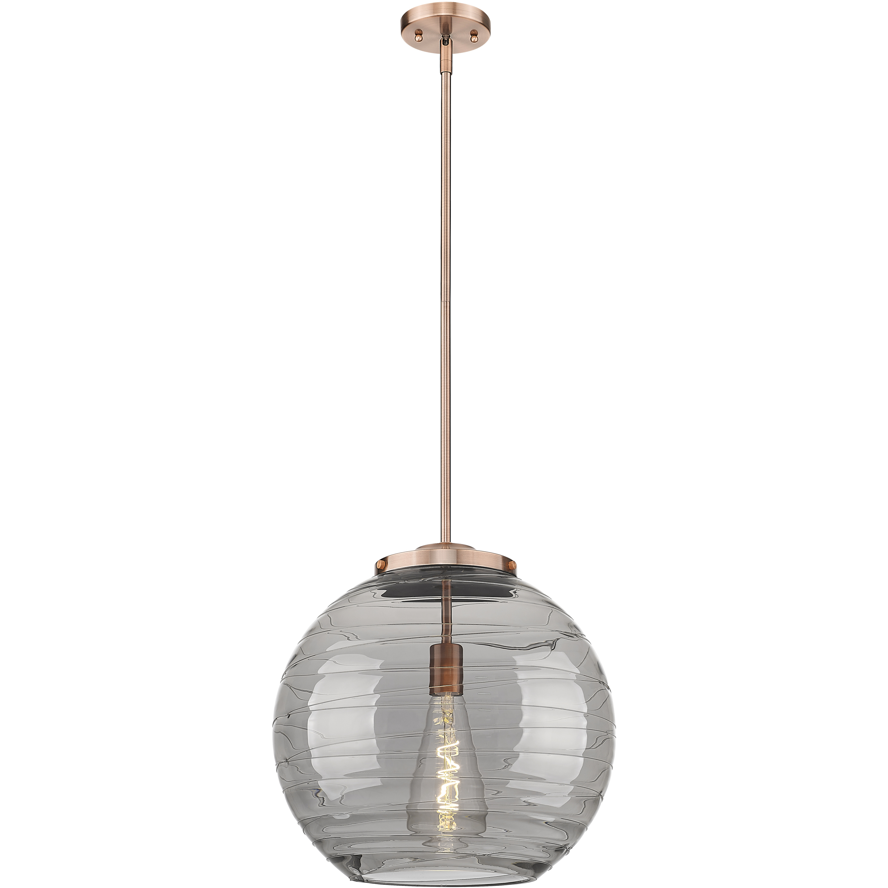 Franklin Restoration Athens Deco Swirl LED 15.75 inch Antique Copper Stem Hung Pendant Ceiling Light