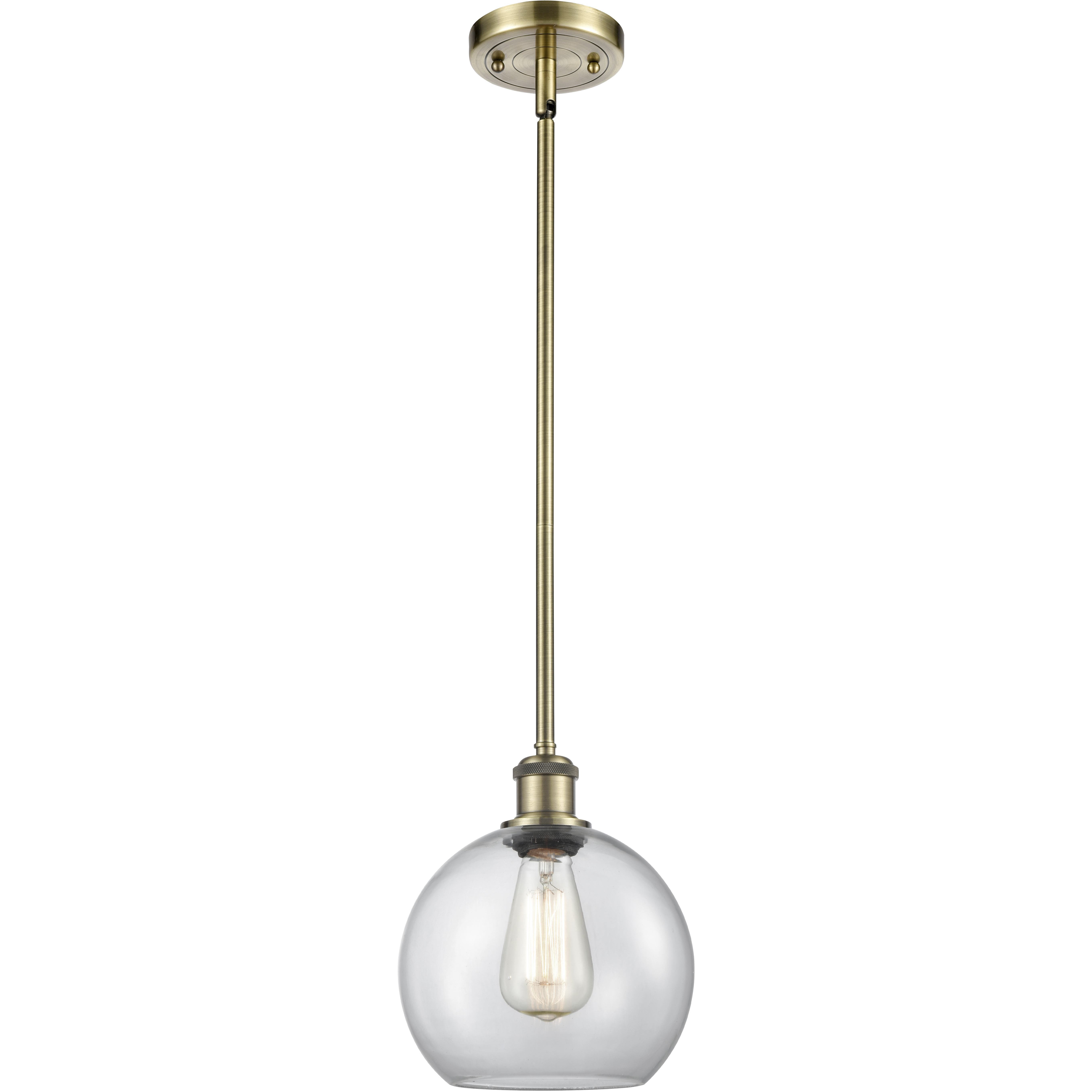 Ballston Athens LED 8 inch Antique Brass Pendant Ceiling Light in Clear Glass, Ballston