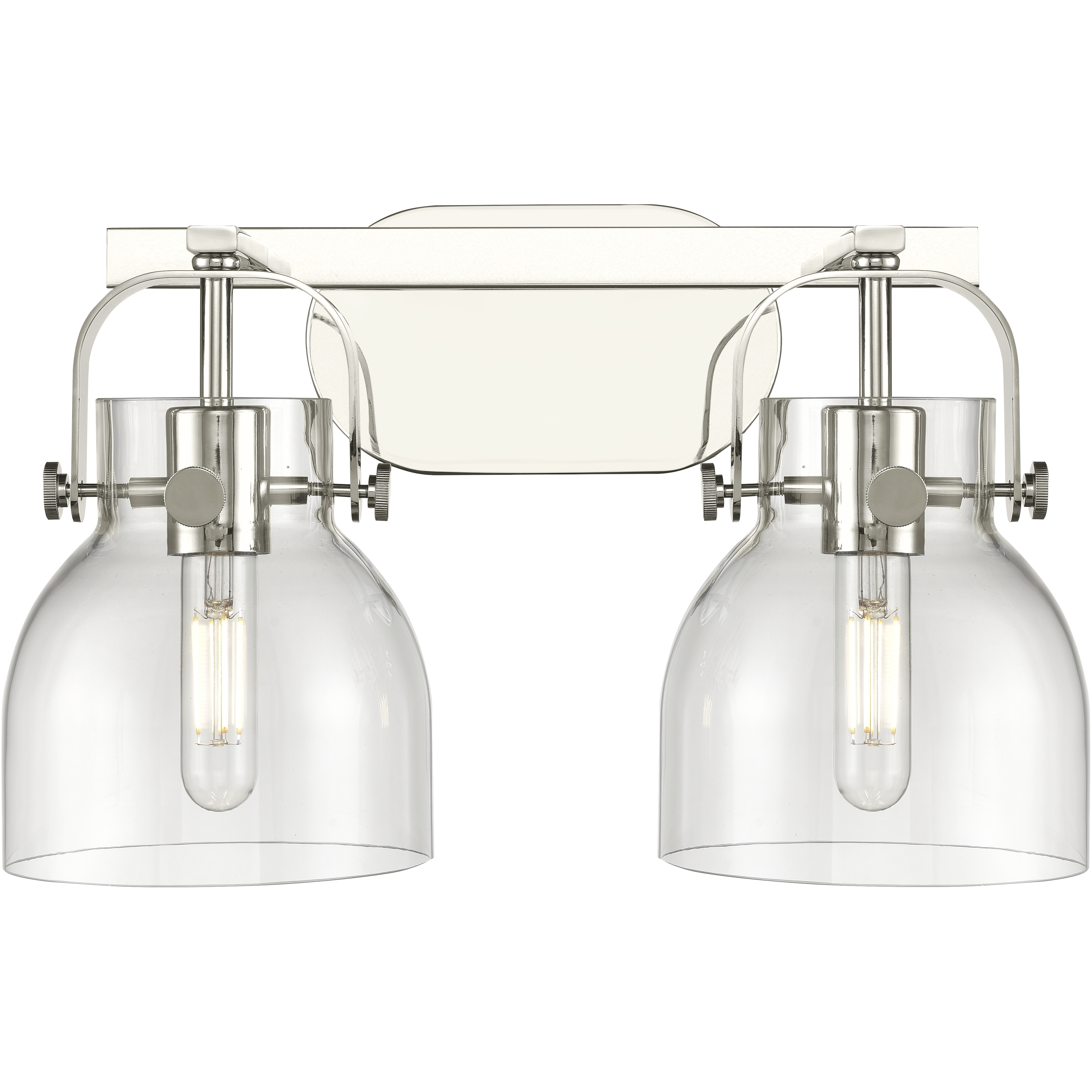 Pilaster II Bell 2 Light 17 inch Polished Nickel Bath Vanity Light Wall Light in Clear Glass