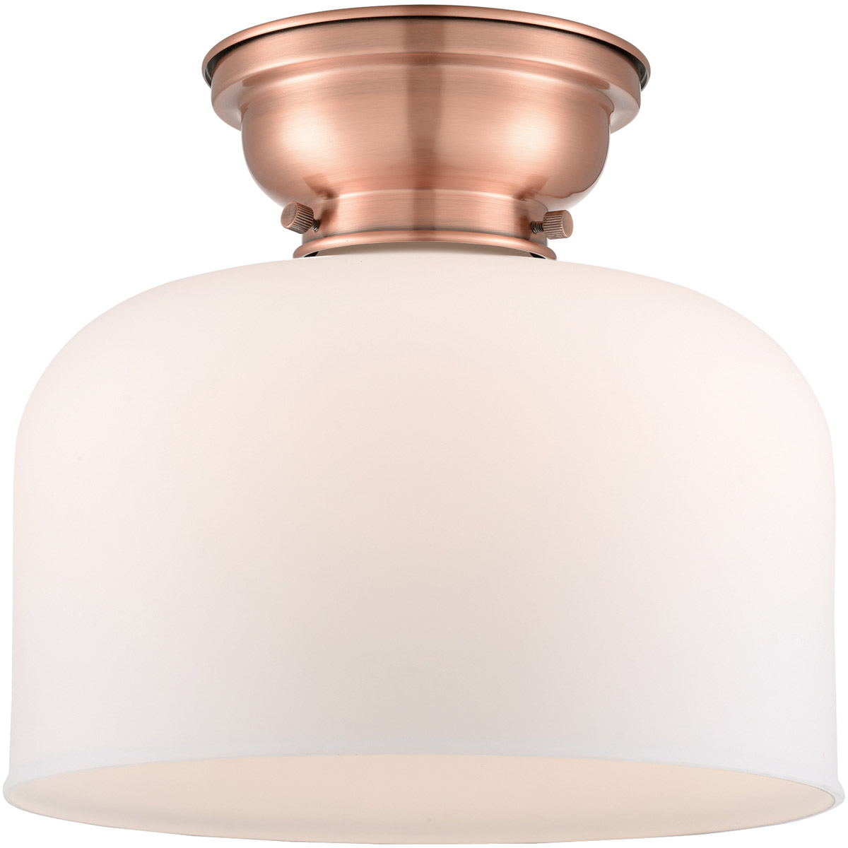 Aditi X-Large Bell LED 12 inch Antique Copper Flush Mount Ceiling Light in Matte White Glass, Aditi