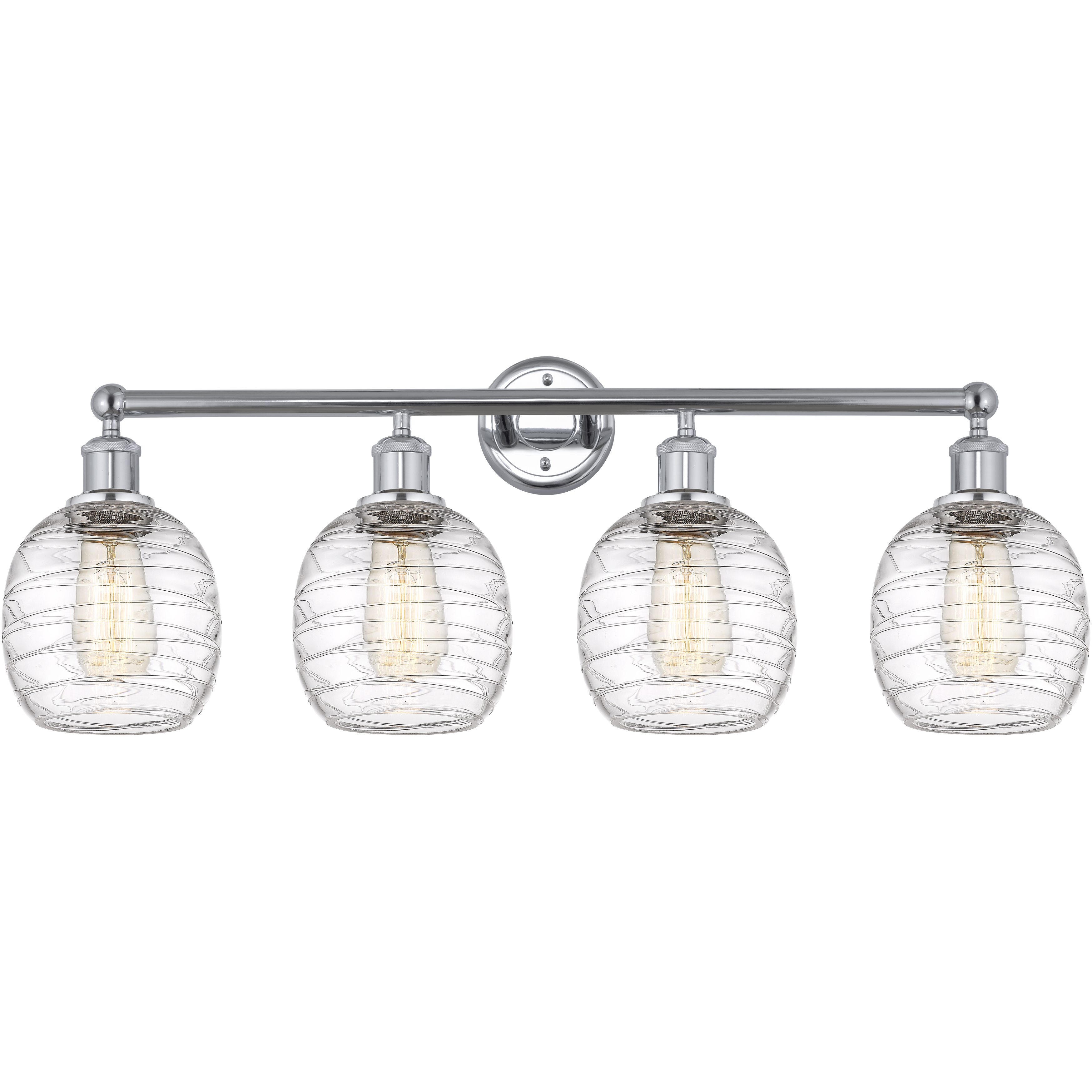 Edison Belfast 4 Light 33 inch Polished Chrome Bath Vanity Light Wall Light in Deco Swirl Glass