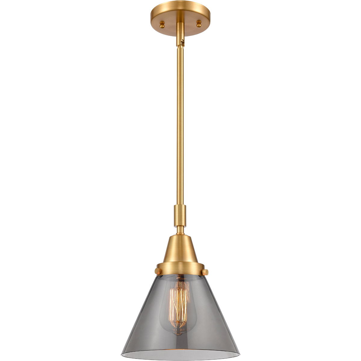 Franklin Restoration X-Large Cone 1 Light 12 inch Satin Gold Mini Pendant Ceiling Light in Light Smoke Glass